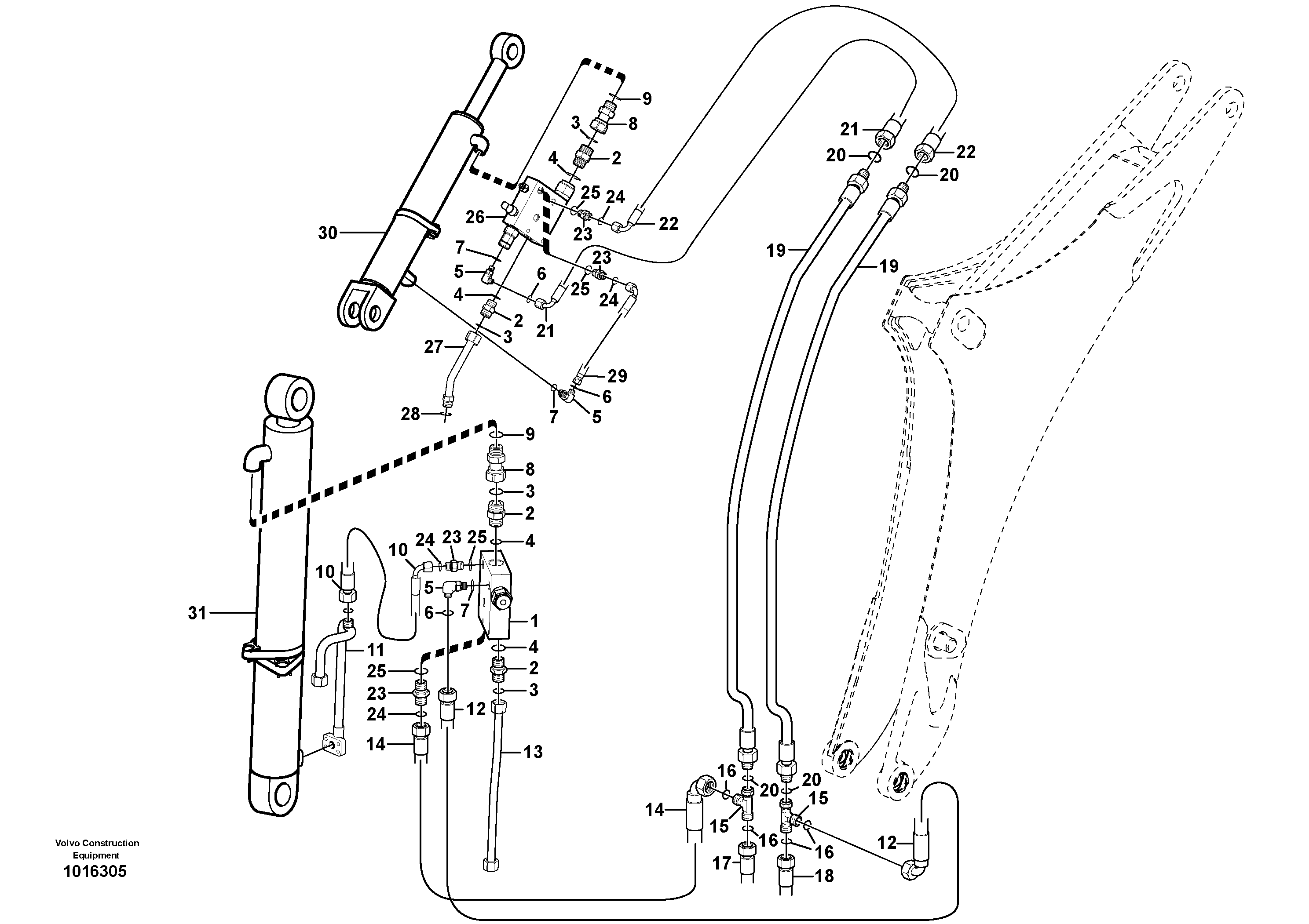 Схема запчастей Volvo BL61 - 6952 Safety valve boom and dipper arm cylinder BL61PLUS