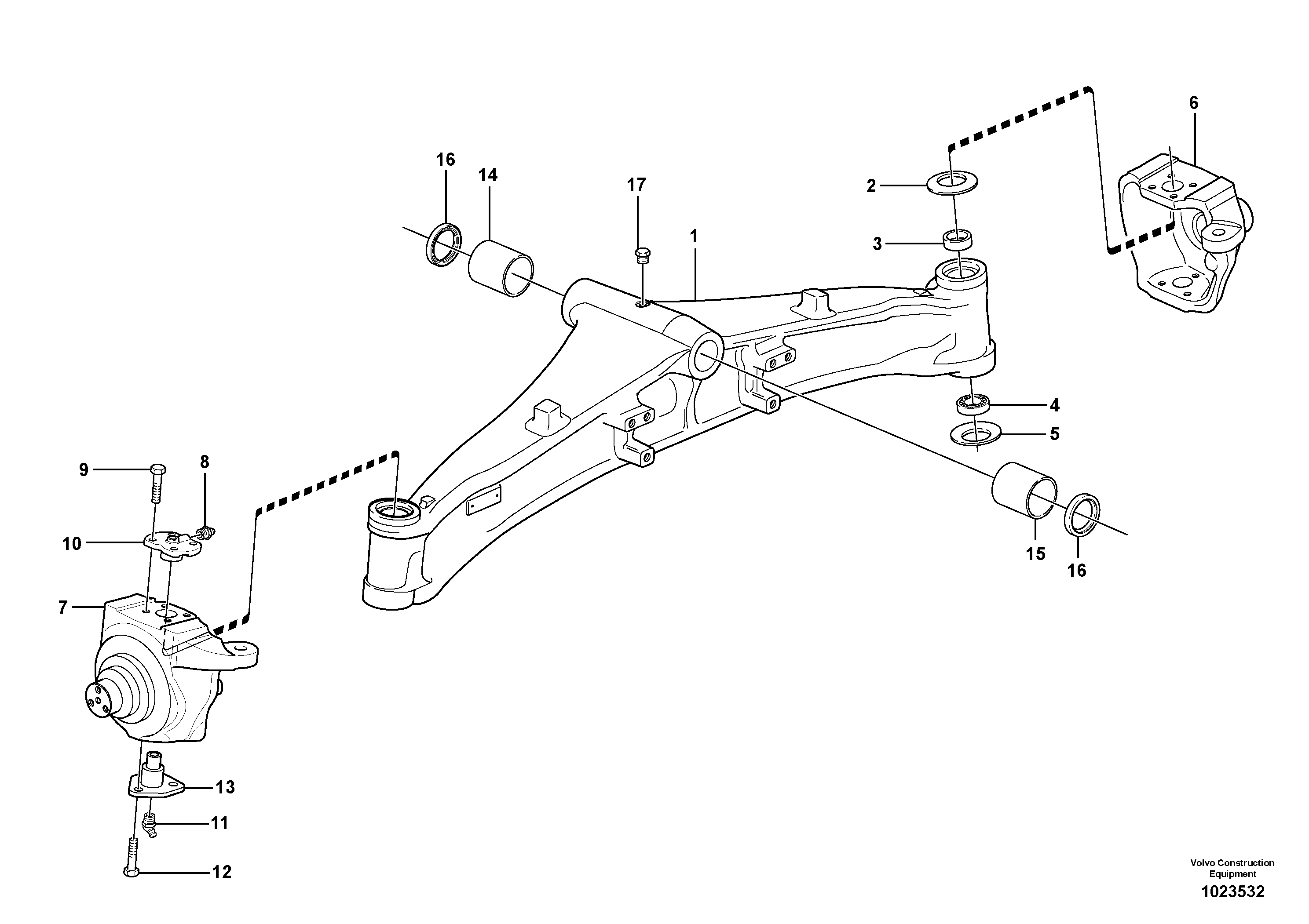 Схема запчастей Volvo BL61 - 54153 Мост передний, 2 ведущих BL61 S/N 11459 -