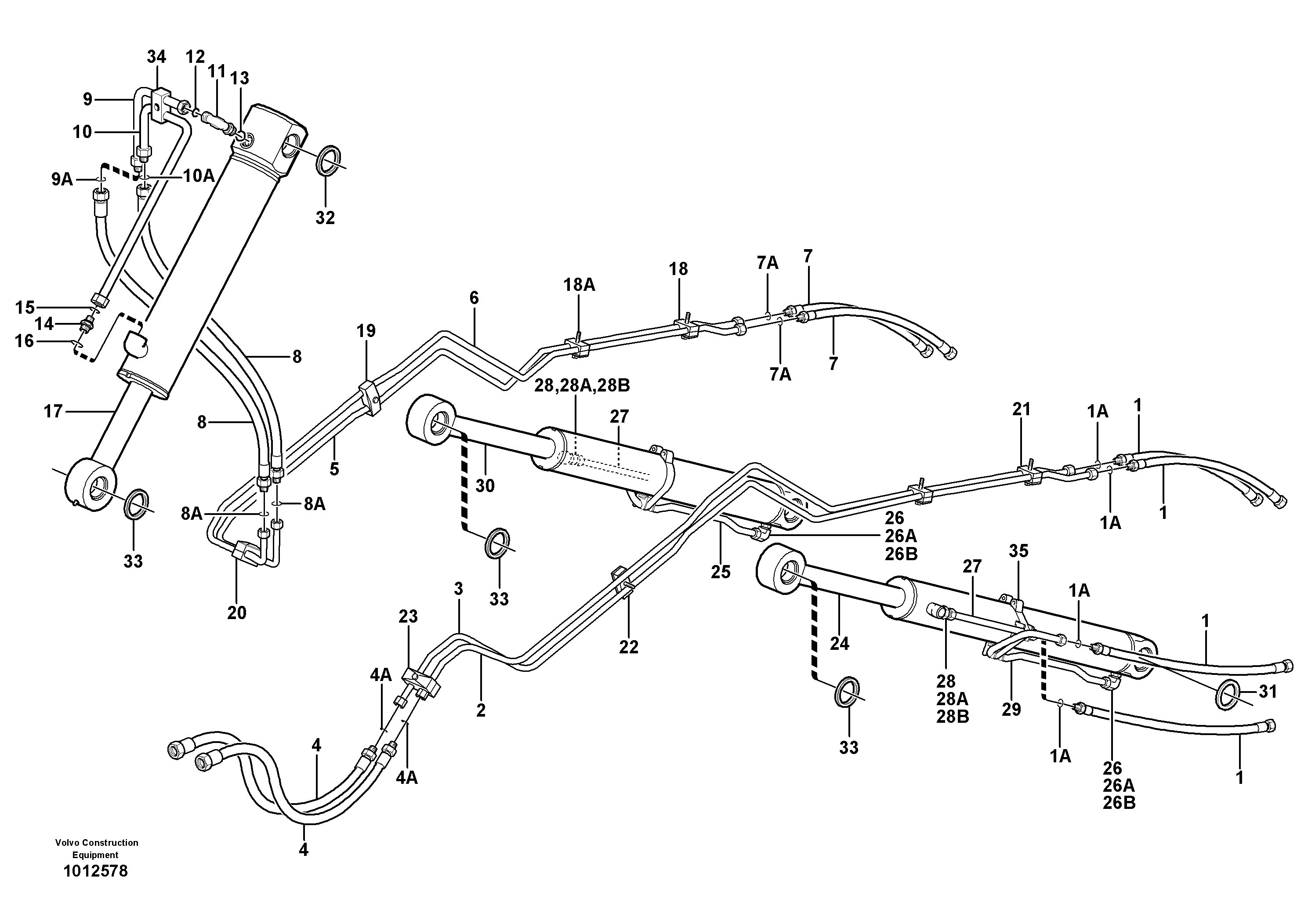 Схема запчастей Volvo BL61 - 39570 Hydraulic system, loader BL61