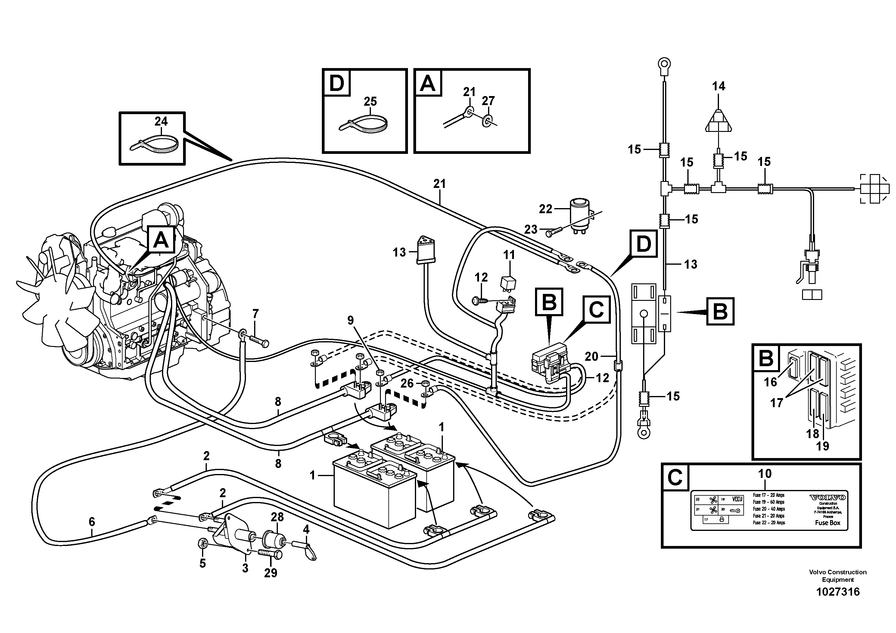 Схема запчастей Volvo BL61 - 100446 Battery cable and main switch BL61PLUS