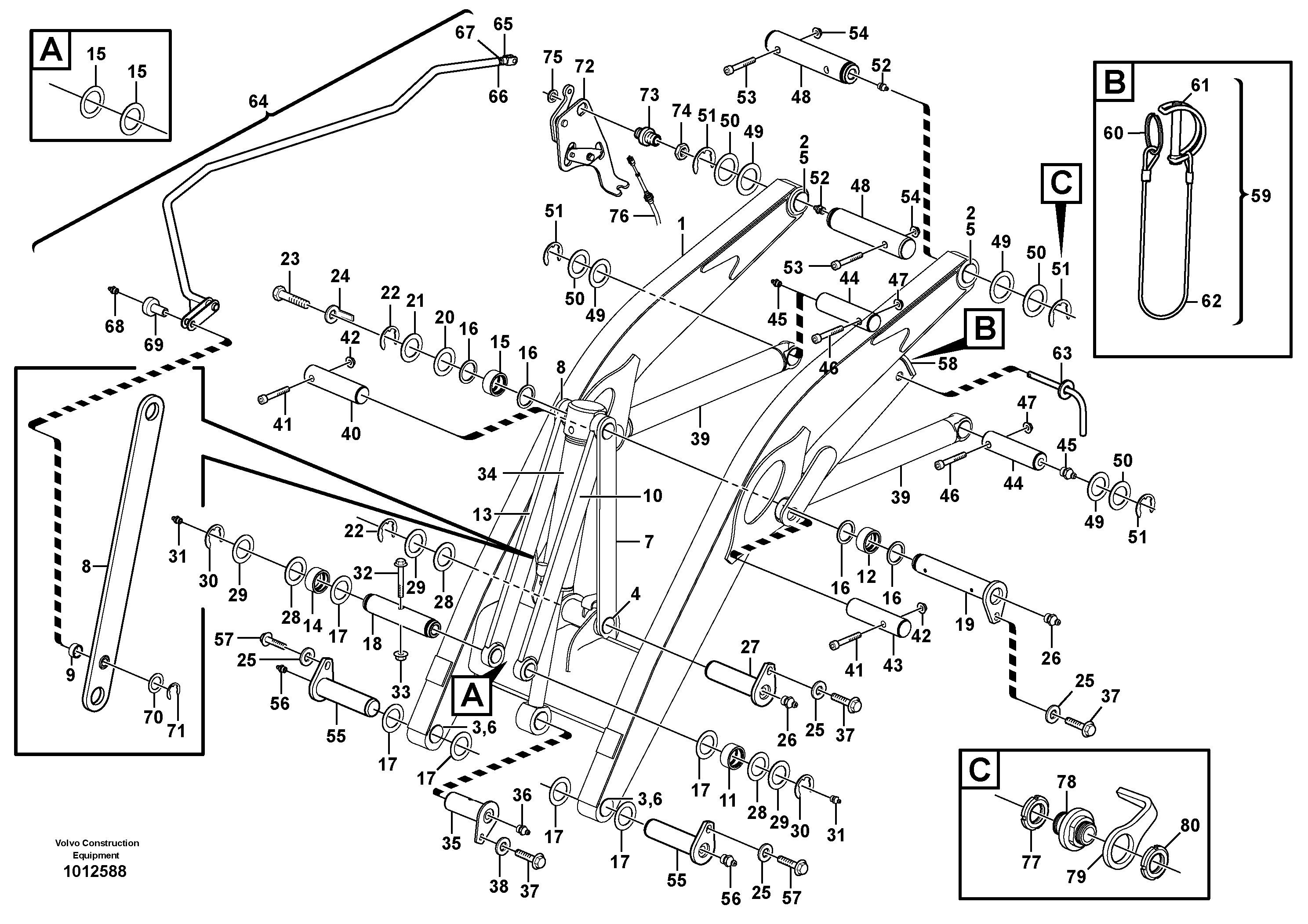 Схема запчастей Volvo BL61 - 106997 Lifting framework with assembly parts BL61