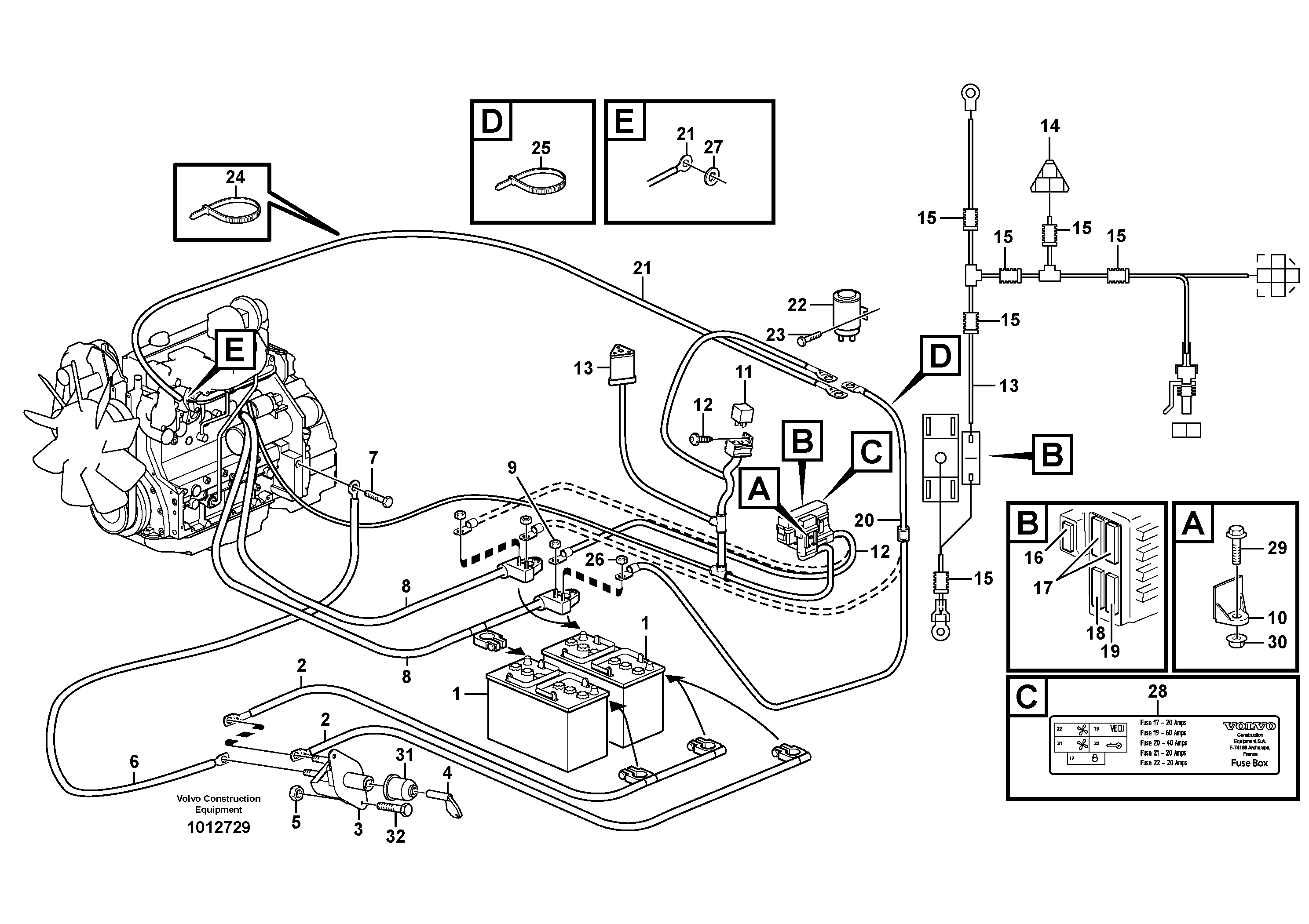 Схема запчастей Volvo BL61 - 98310 Battery cable and main switch BL61