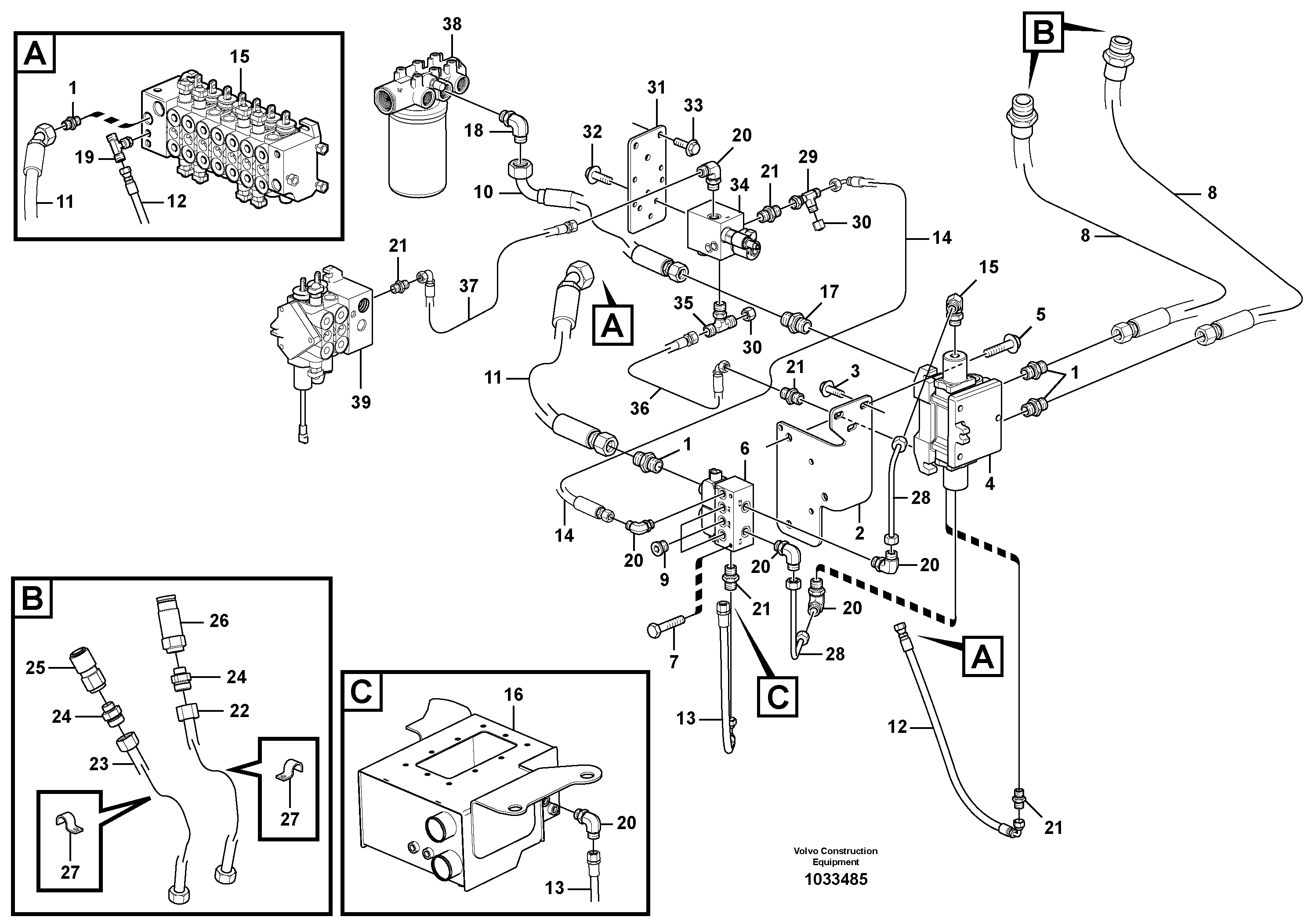 Схема запчастей Volvo BL61 - 105851 Optional hydraulic equipment BL61PLUS S/N 10287 -