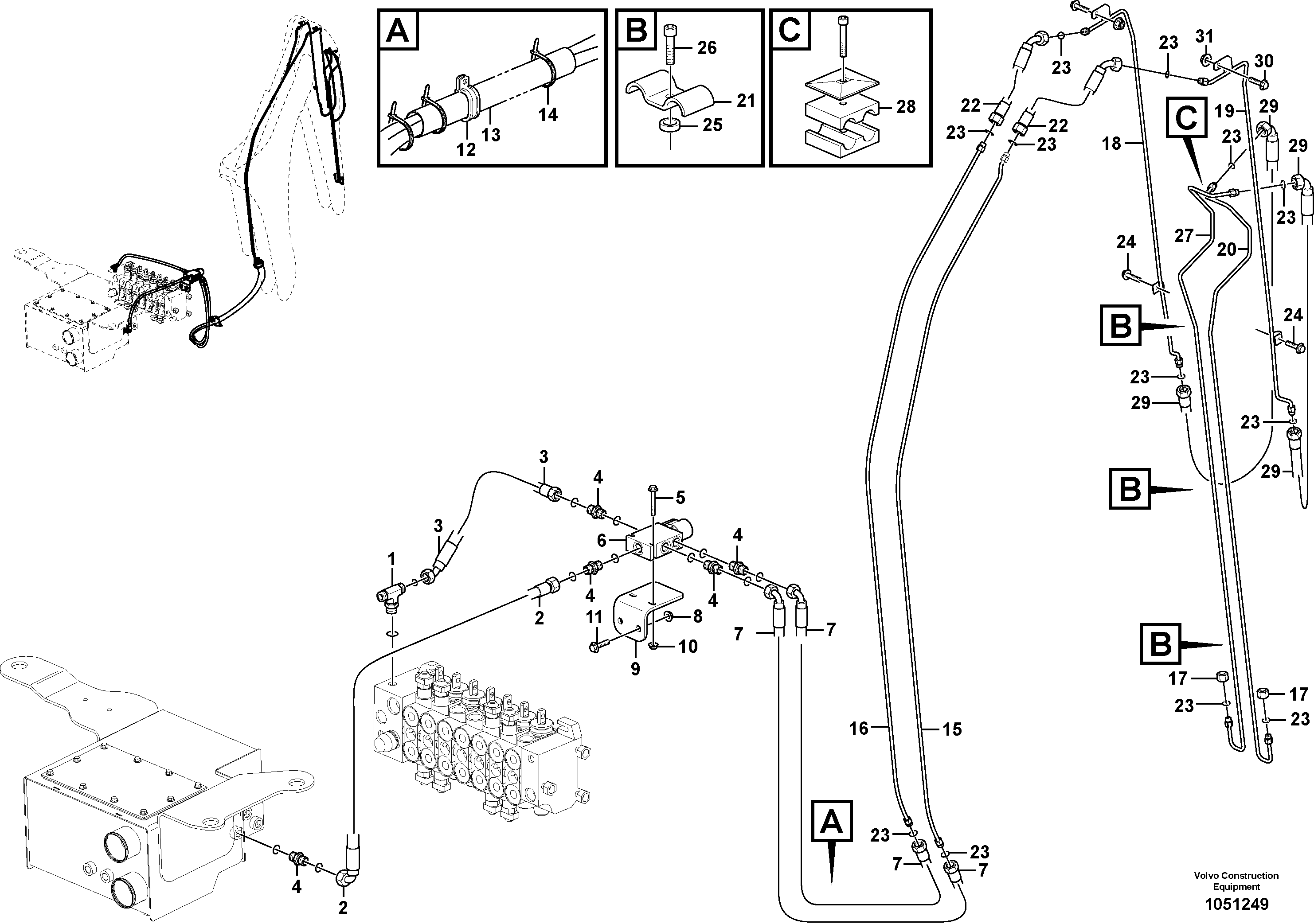 Схема запчастей Volvo BL61 - 105854 Hydraulic attachment bracket digger BL61PLUS S/N 10287 -