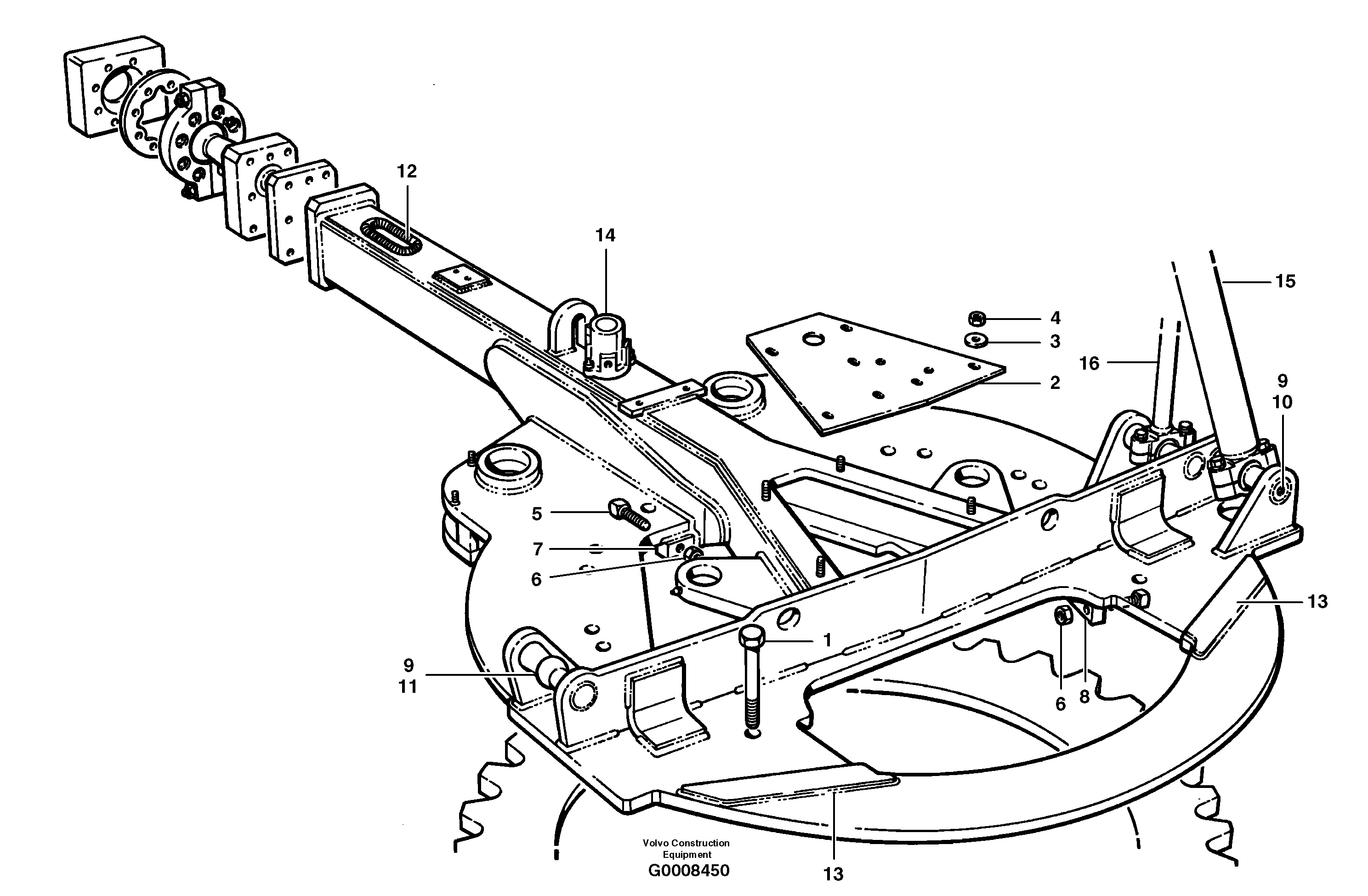 Схема запчастей Volvo G900 MODELS S/N 39300 - - 64219 Drawbar - rear 