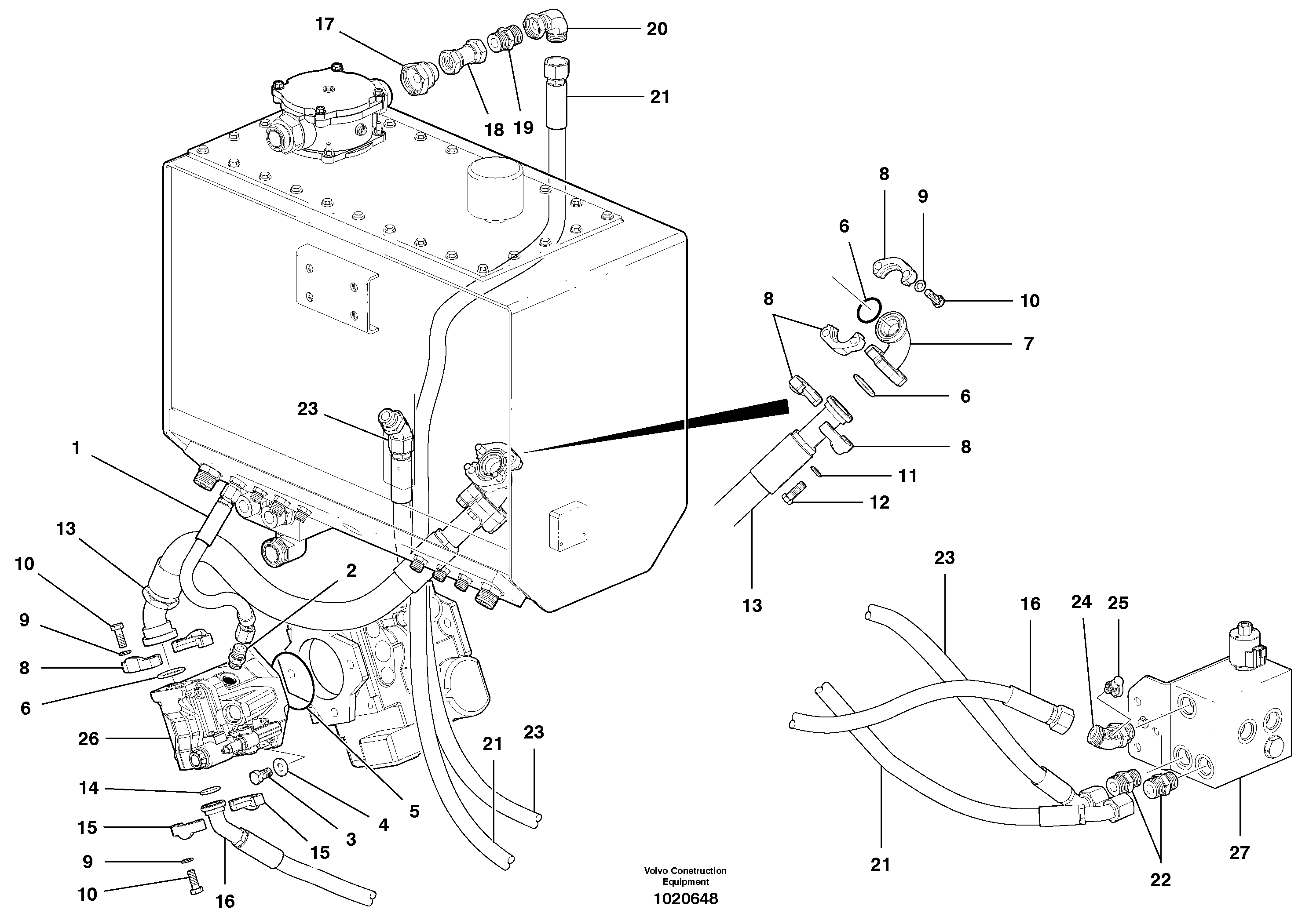 Схема запчастей Volvo G900 MODELS S/N 39300 - - 98069 Fan Hydraulic Circuit - Front - AWD