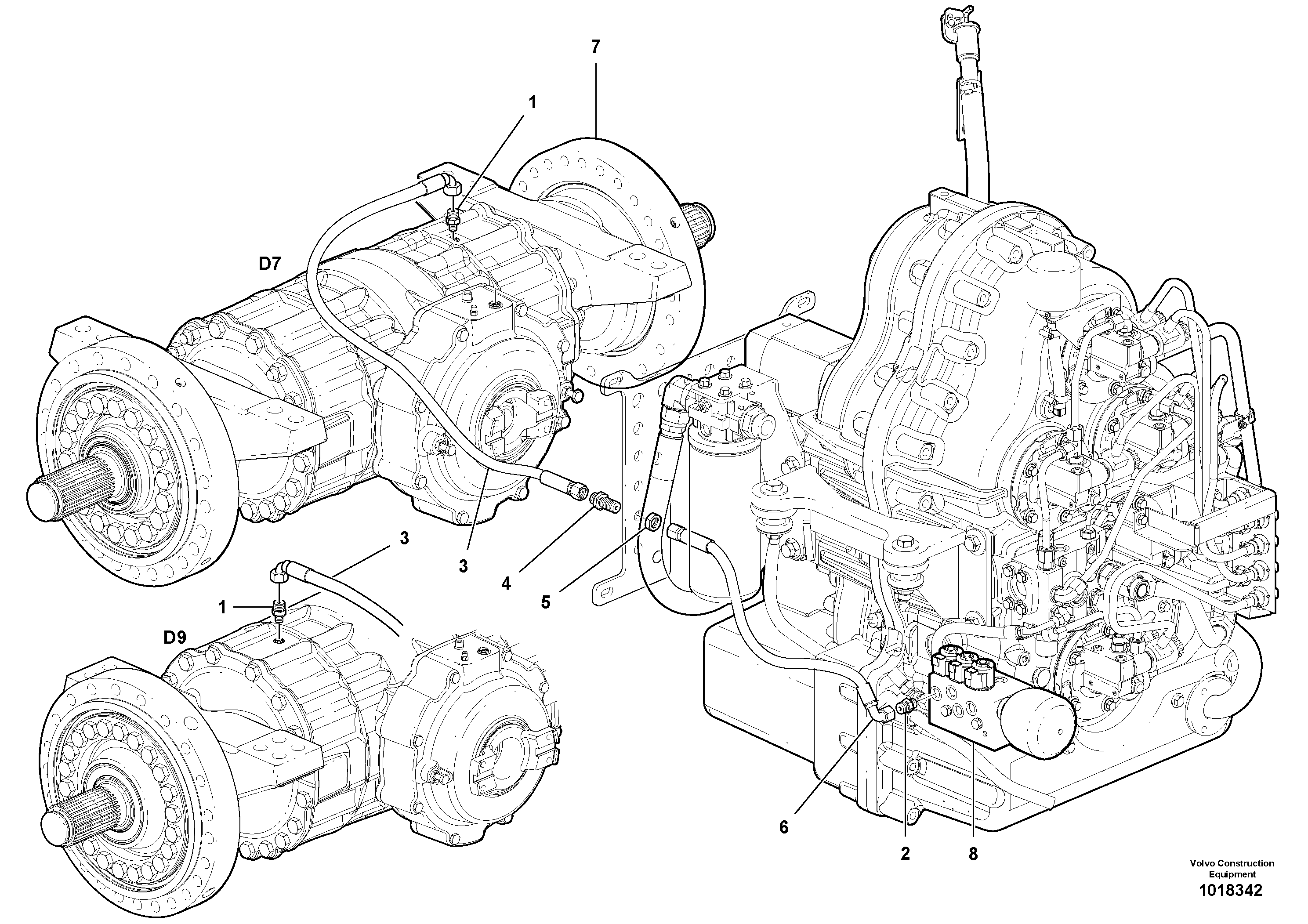 Схема запчастей Volvo G900 MODELS S/N 39300 - - 29575 Differential hydraulic circuit 