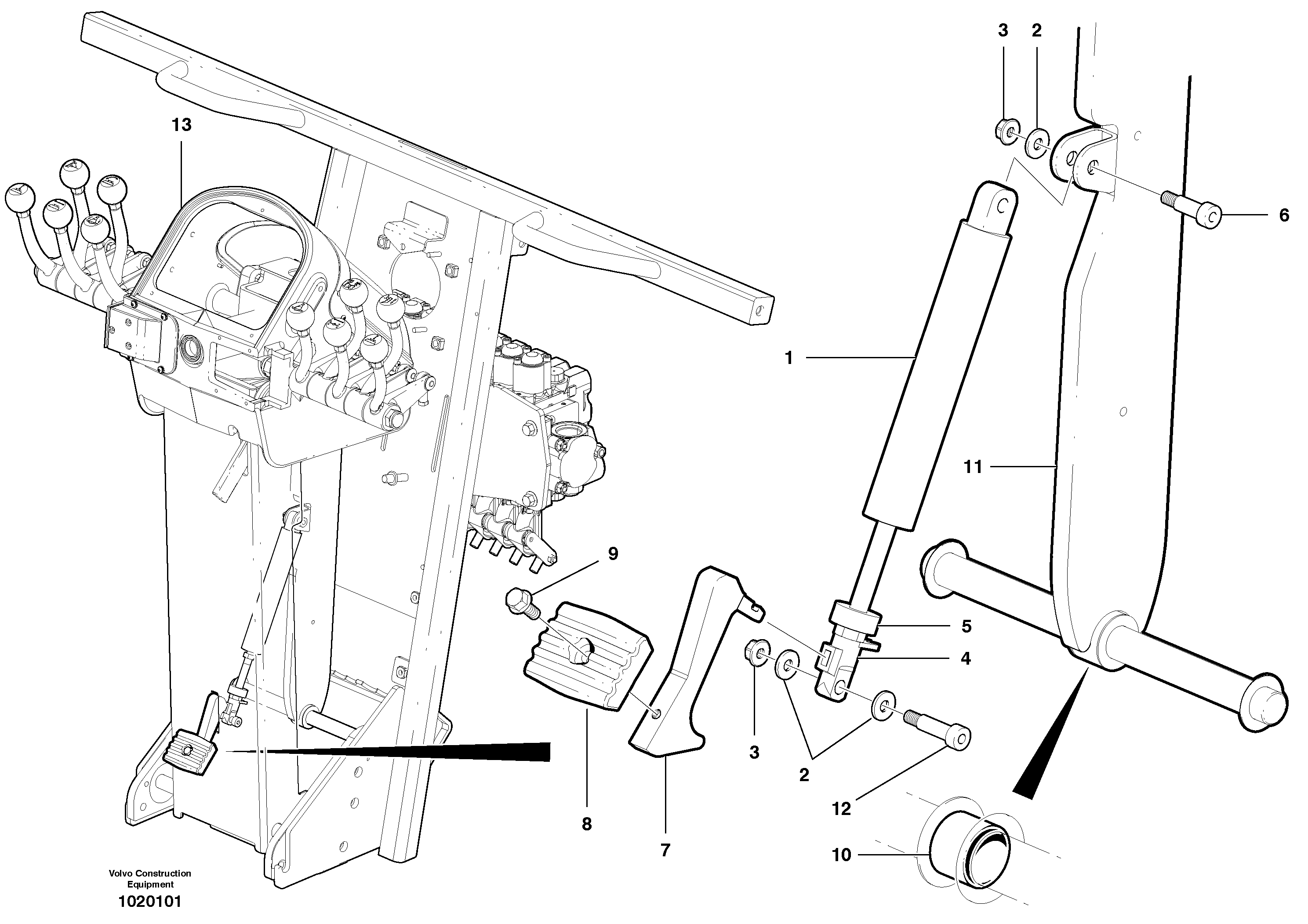 Схема запчастей Volvo G900 MODELS S/N 39300 - - 62551 Pedestal adjuster 