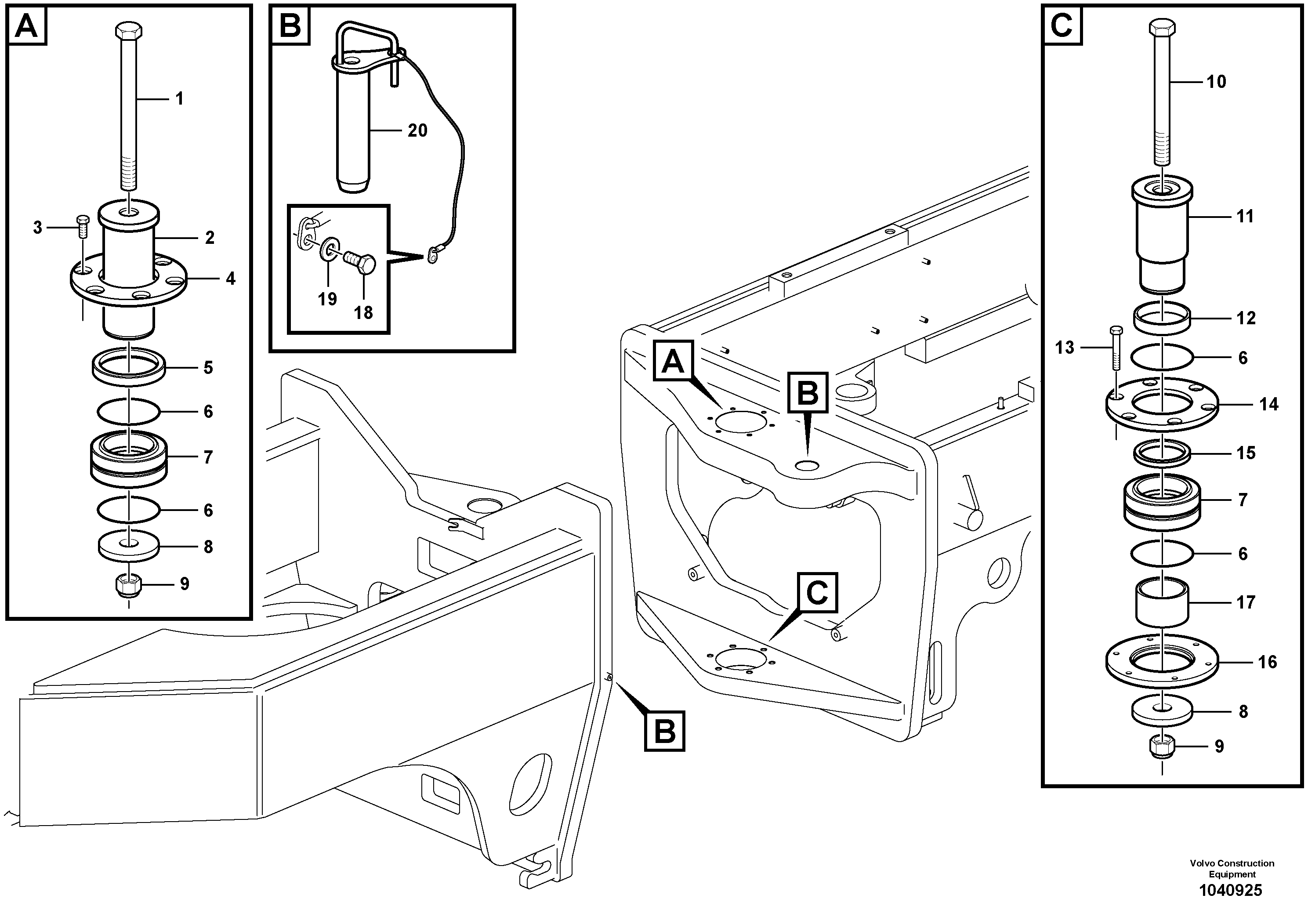 Схема запчастей Volvo G900 MODELS S/N 39300 - - 1310 Articulation hinge assembly 