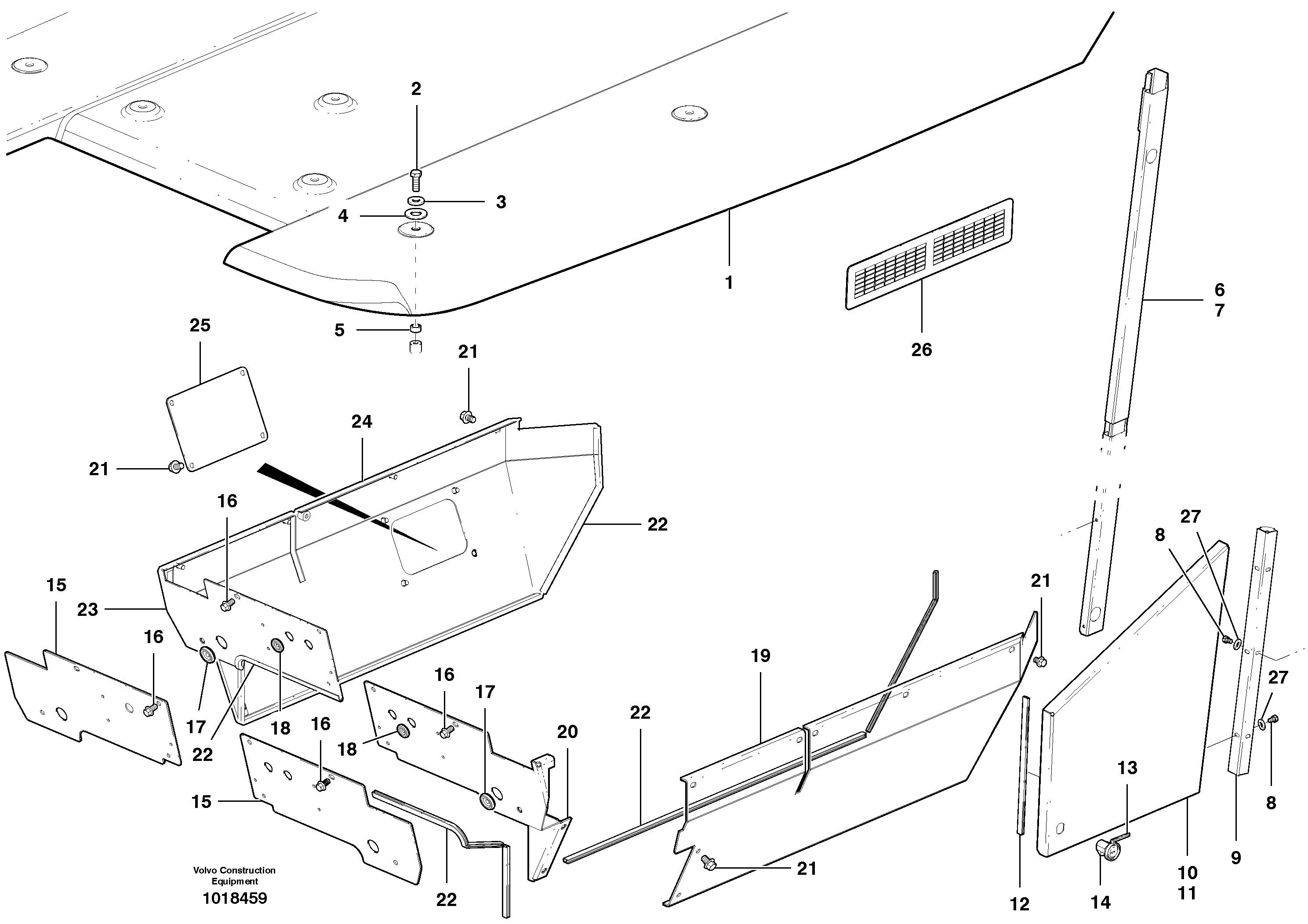 Схема запчастей Volvo G900 MODELS S/N 39300 - - 80632 Cab Exterior Trim 