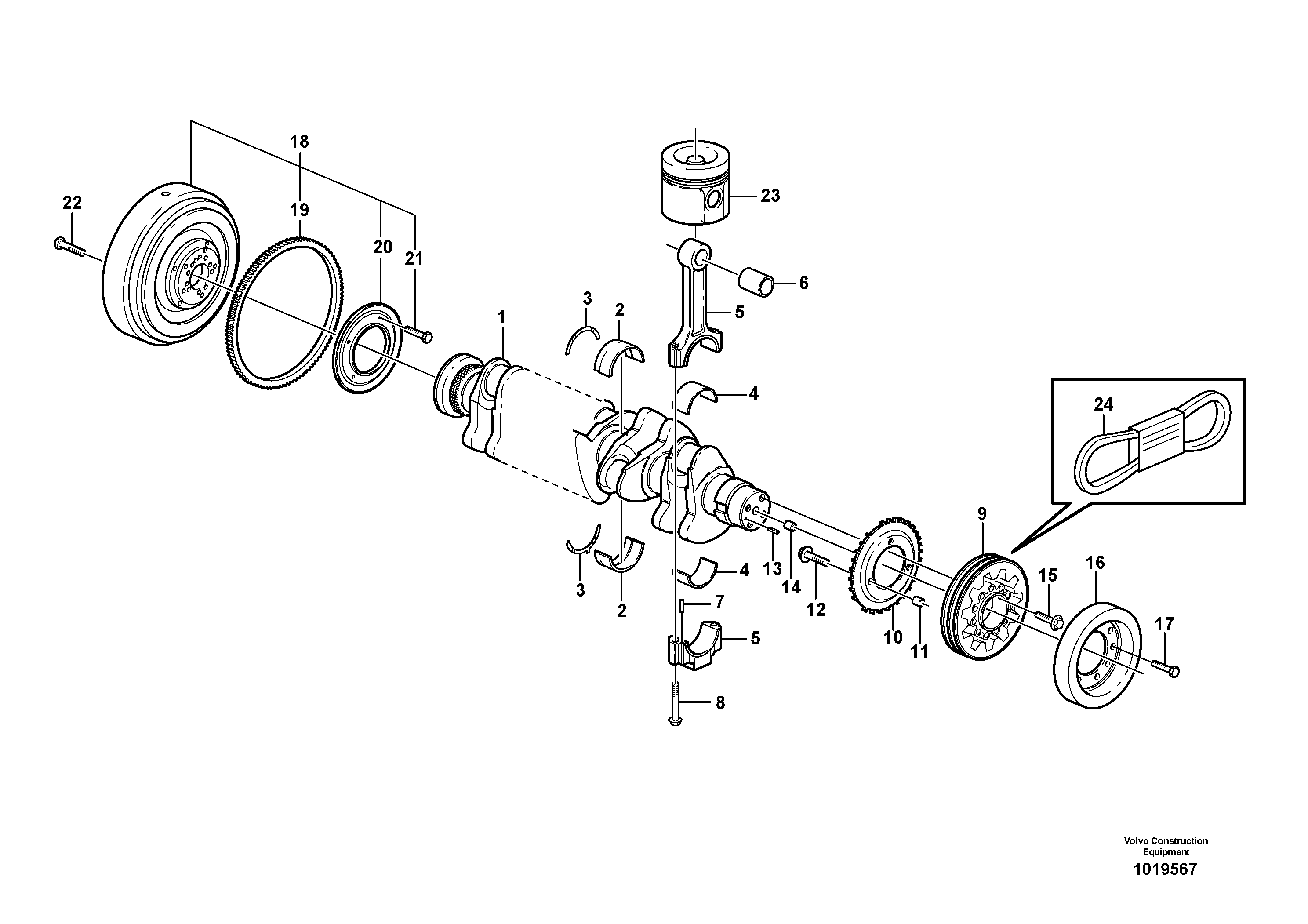 Схема запчастей Volvo G900 MODELS S/N 39300 - - 74708 Crankshaft and related parts 