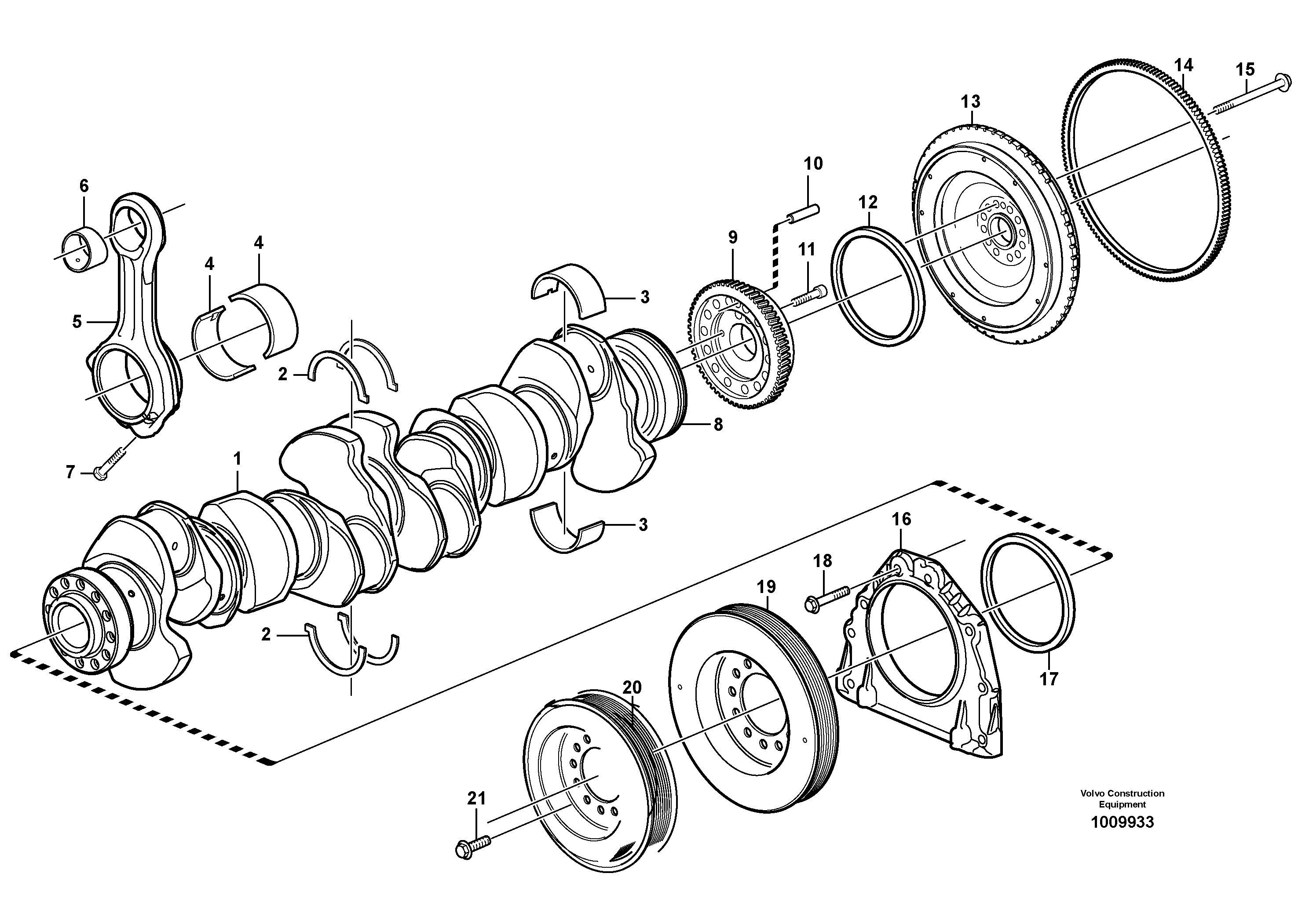 Схема запчастей Volvo G900 MODELS S/N 39300 - - 97587 Crankshaft and related parts - D9 