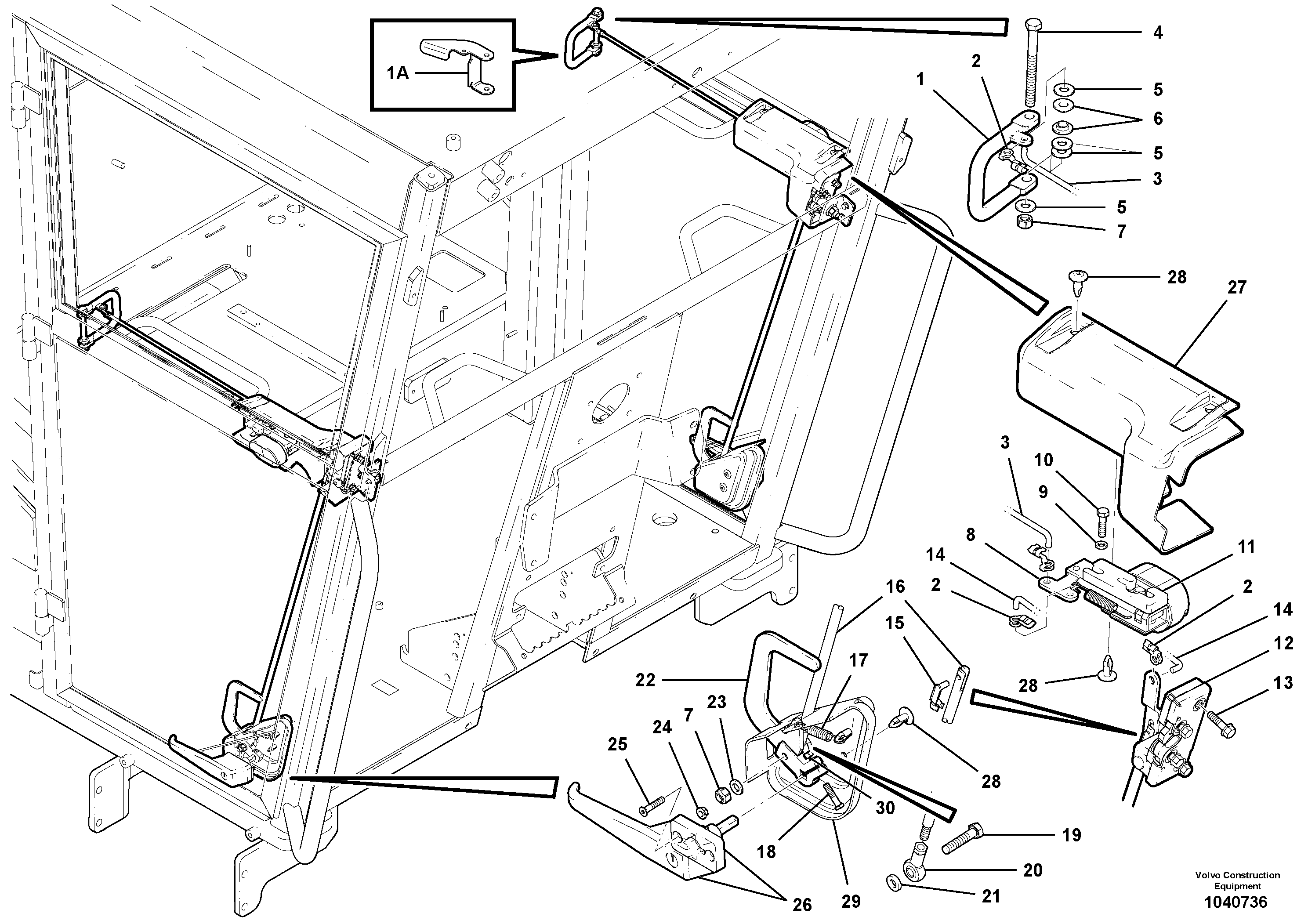 Схема запчастей Volvo G900 MODELS S/N 39300 - - 13906 Door lock and handle