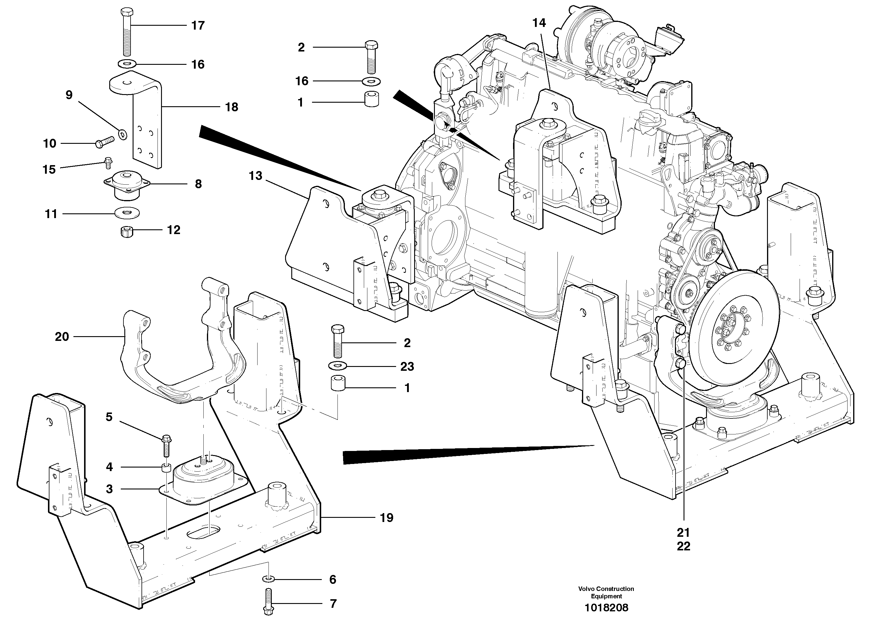 Схема запчастей Volvo G900 MODELS S/N 39300 - - 22758 Engine mounts - D7 