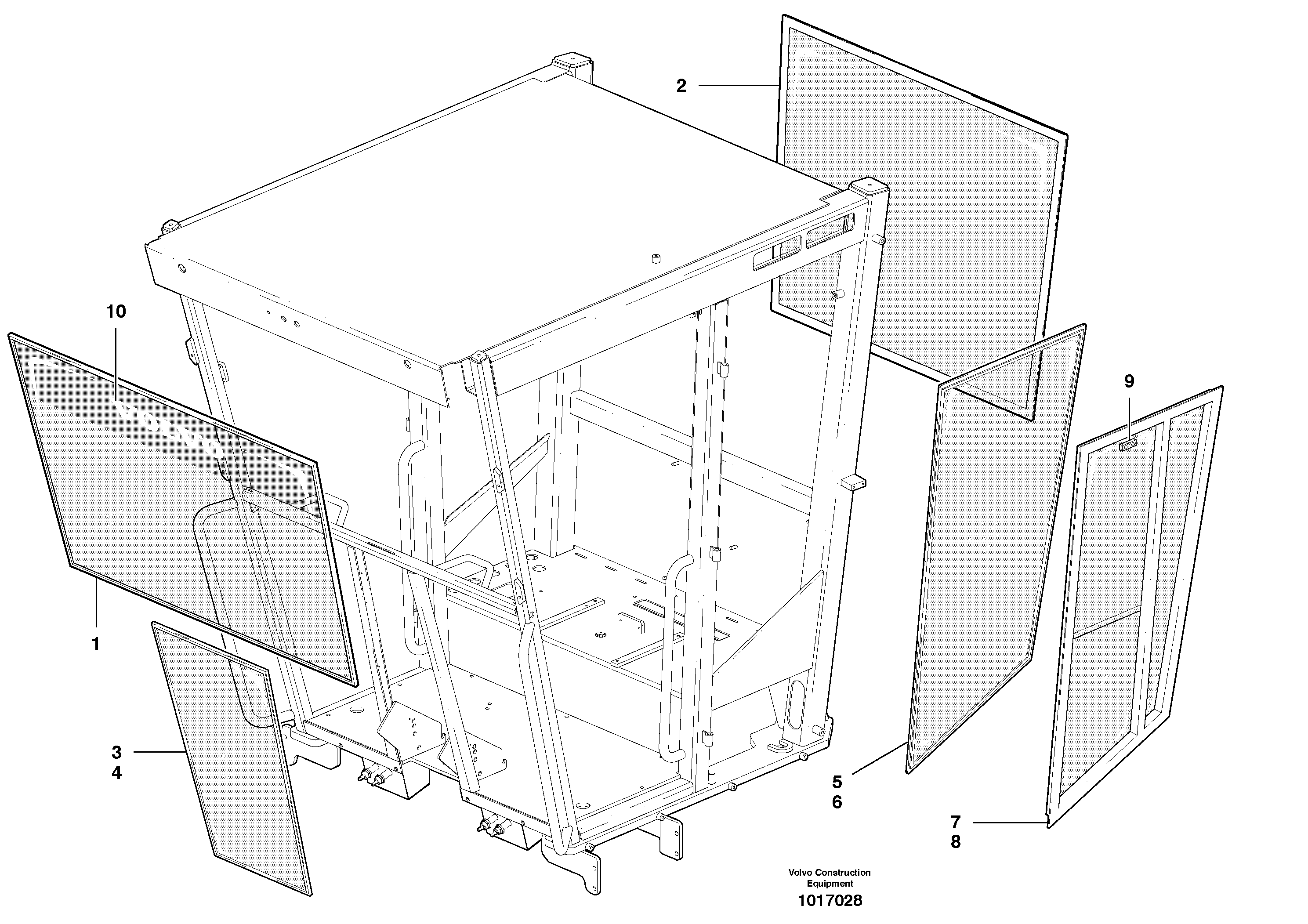 Схема запчастей Volvo G900 MODELS S/N 39300 - - 64215 Cab Glass 