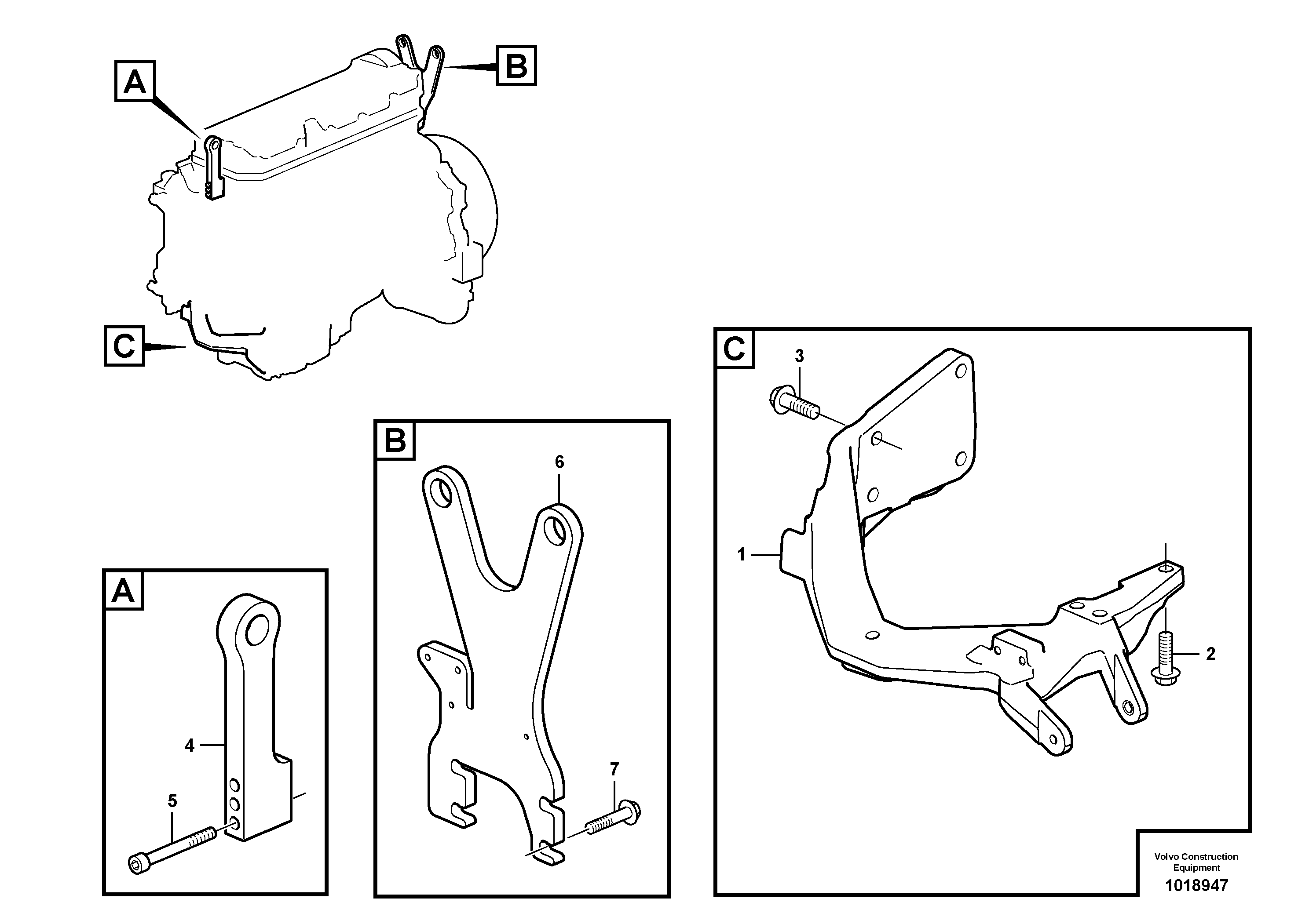 Схема запчастей Volvo G900 MODELS S/N 39300 - - 31303 Установка двигателя