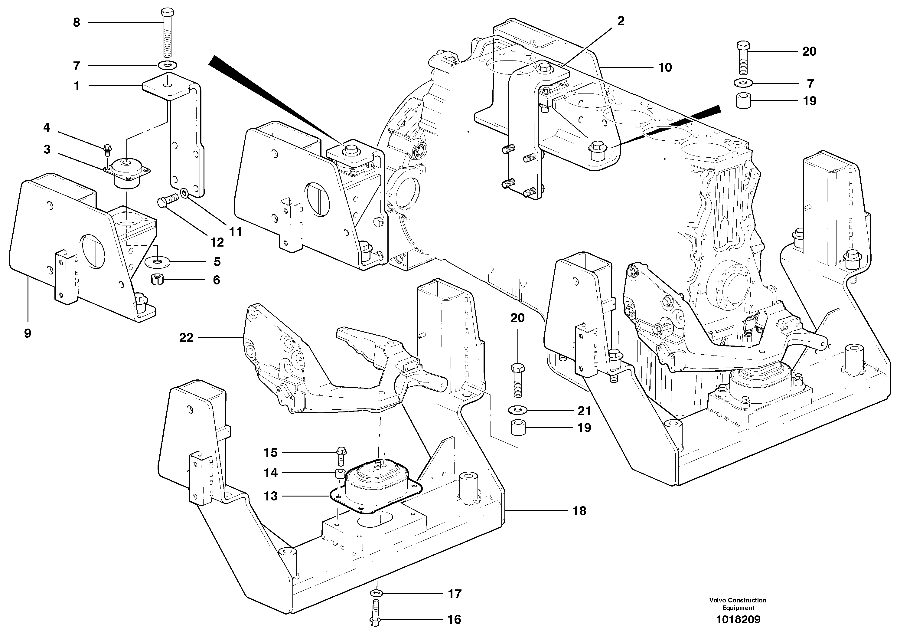 Схема запчастей Volvo G900 MODELS S/N 39300 - - 31304 Engine mounts - D9 