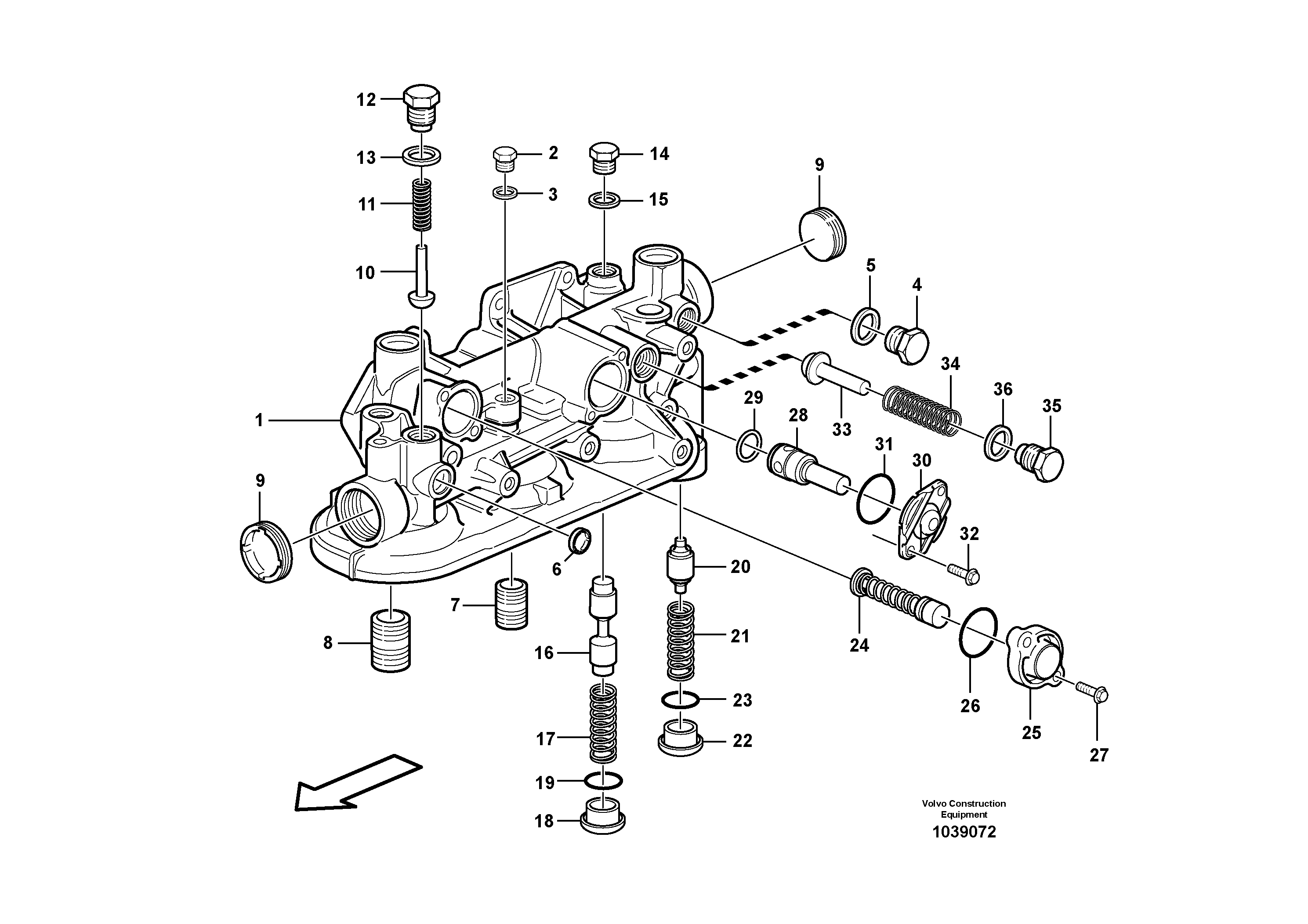 Схема запчастей Volvo G900 MODELS S/N 39300 - - 10666 Oil filter housing 
