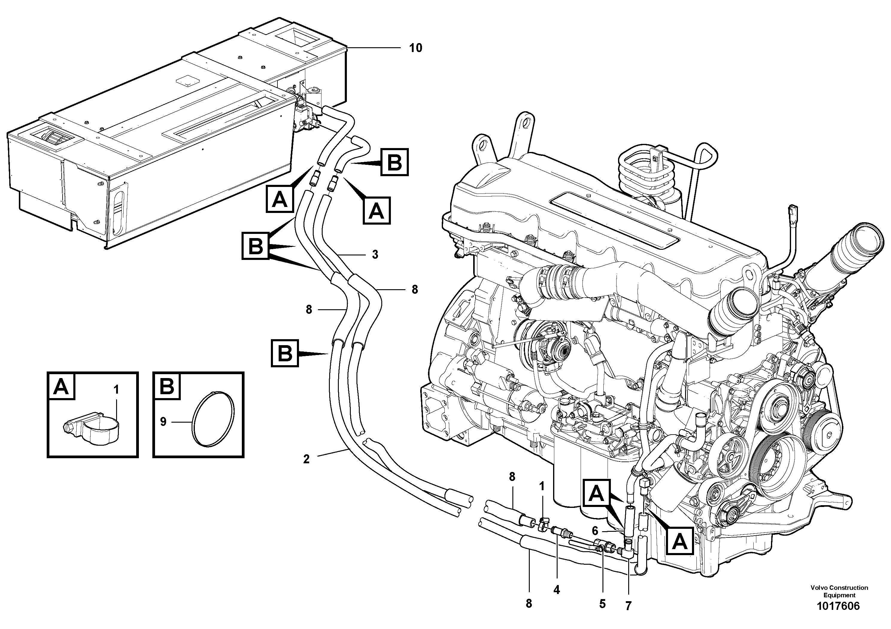 Схема запчастей Volvo G900 MODELS S/N 39300 - - 1630 Cab Heater Plumbing - D9 