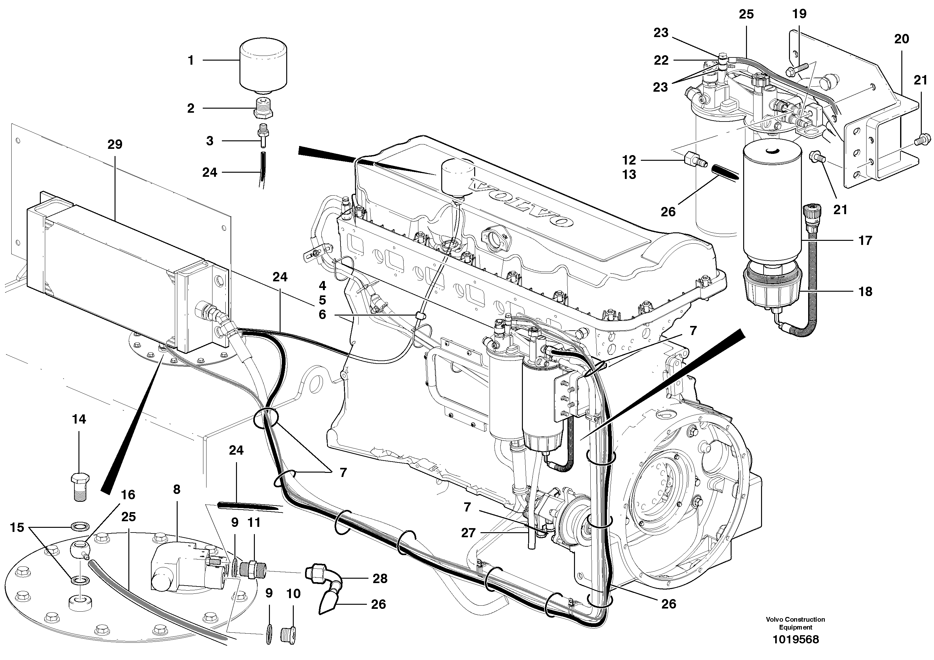 Схема запчастей Volvo G900 MODELS S/N 39300 - - 48095 Fuel circuits - D9 