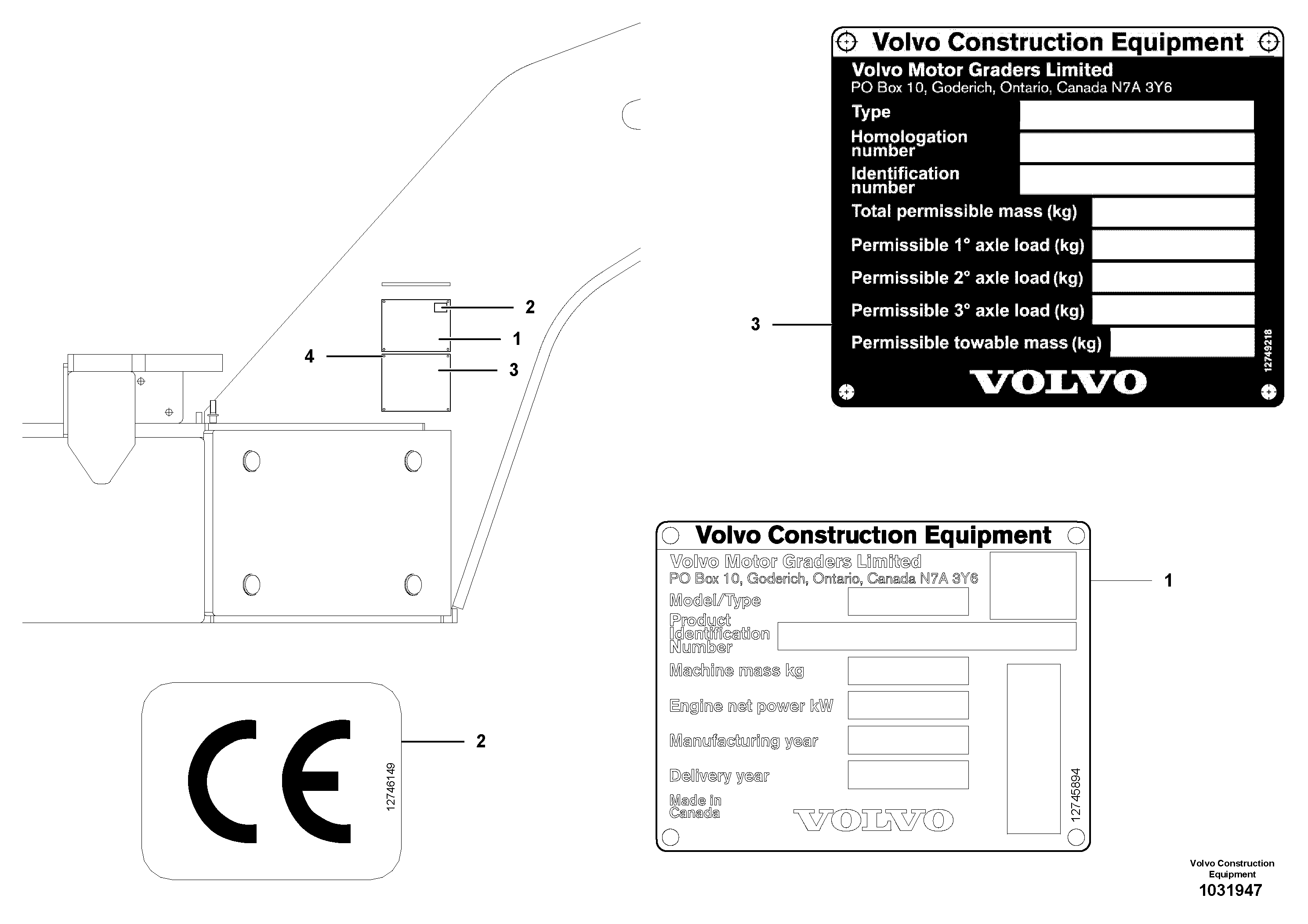 Схема запчастей Volvo G900 MODELS S/N 39300 - - 2089 Production Identification Plate 