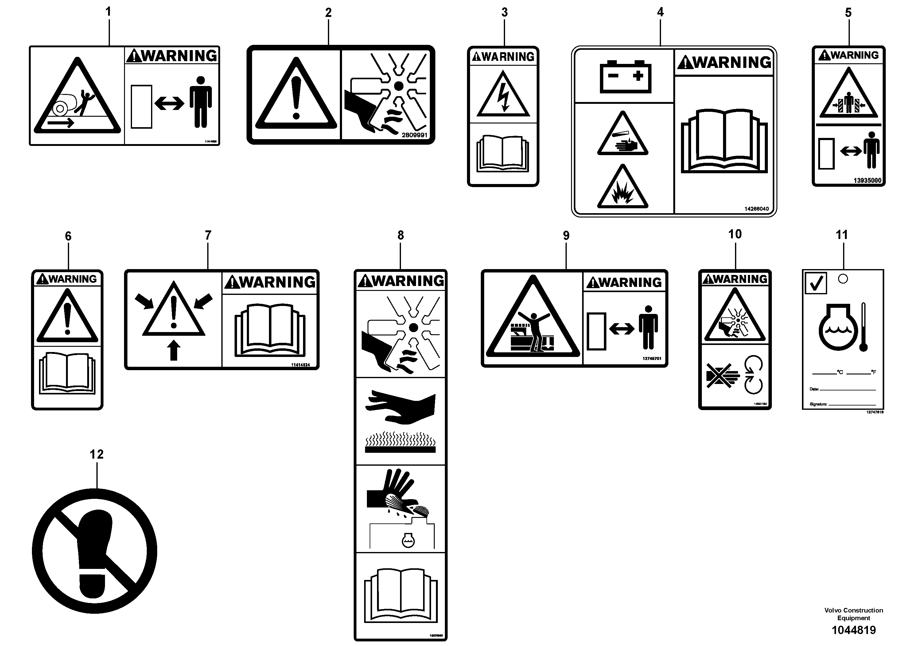 Схема запчастей Volvo G900 MODELS S/N 39300 - - 39311 Safety Signs 