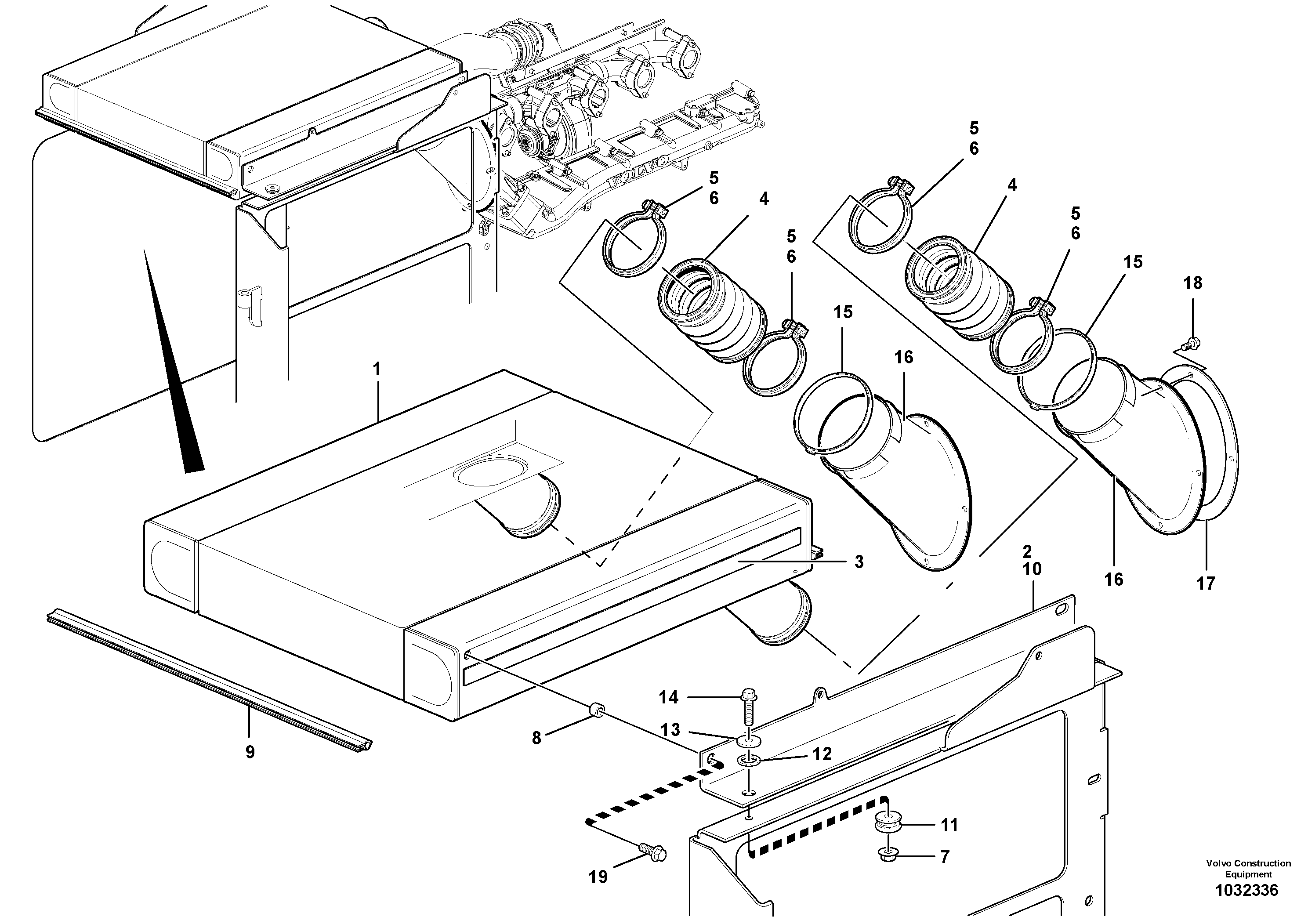 Схема запчастей Volvo G900 MODELS S/N 39300 - - 29222 Intercooler with connectors - D9 