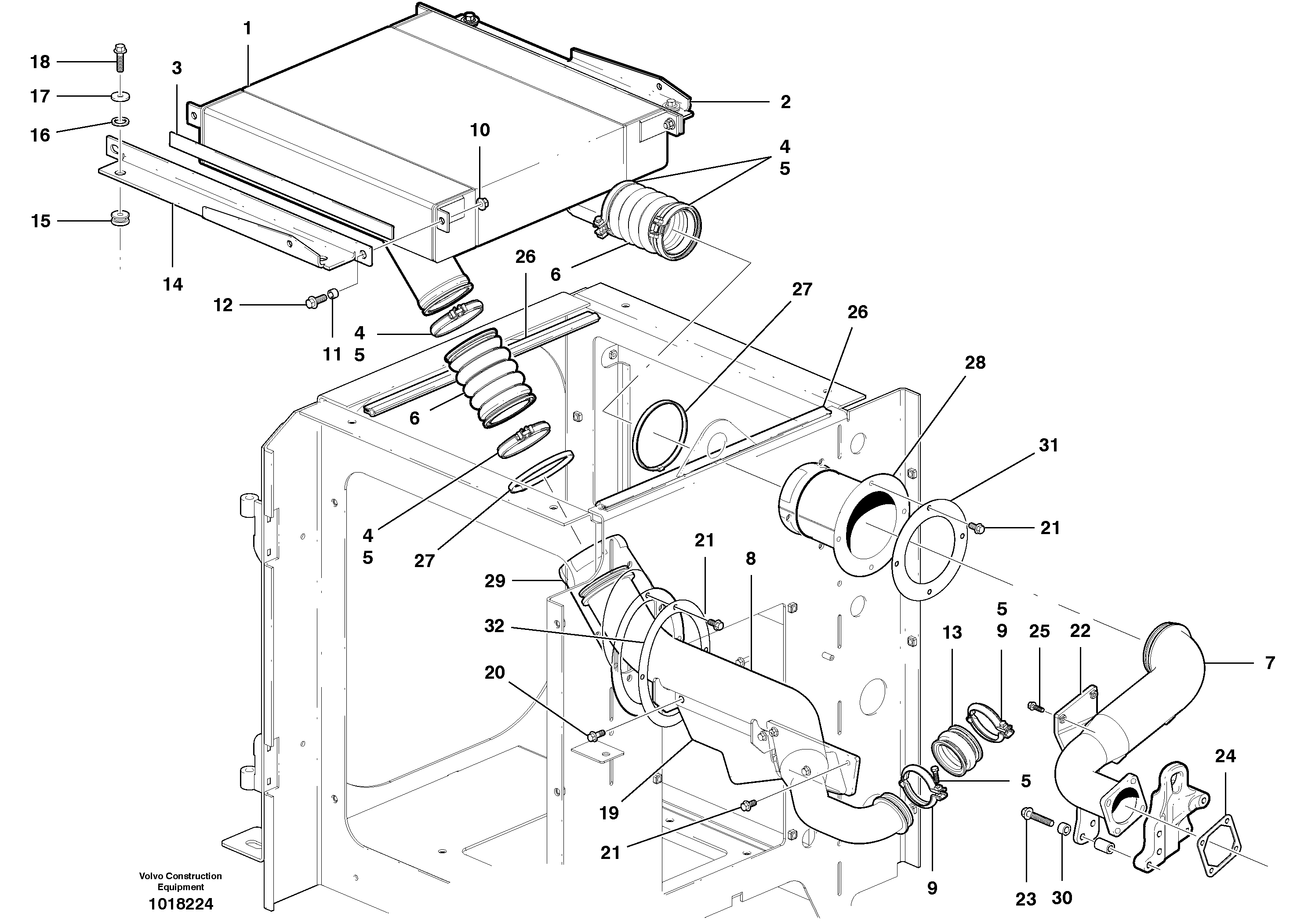 Схема запчастей Volvo G900 MODELS S/N 39300 - - 48096 Intercooler with connectors - D7 