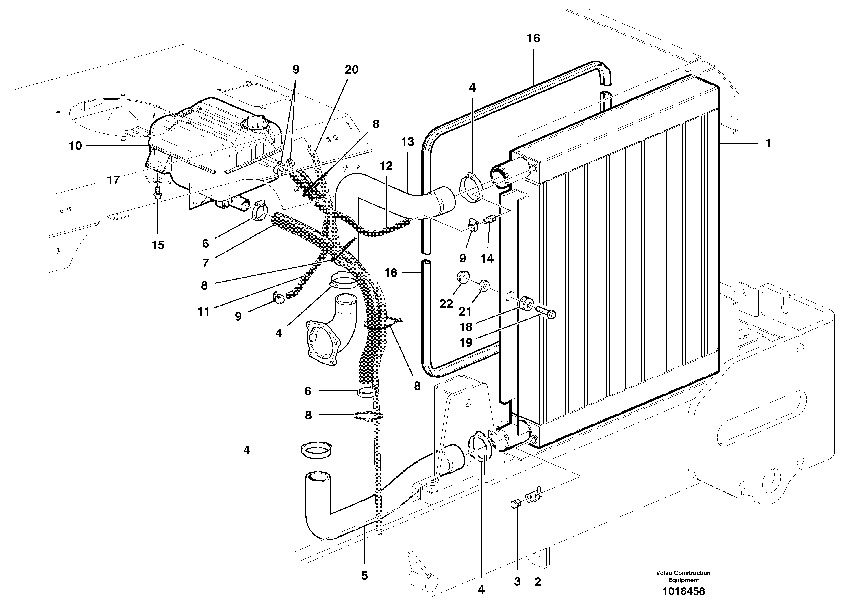 Схема запчастей Volvo G900 MODELS S/N 39300 - - 54998 Radiator installation - D9 