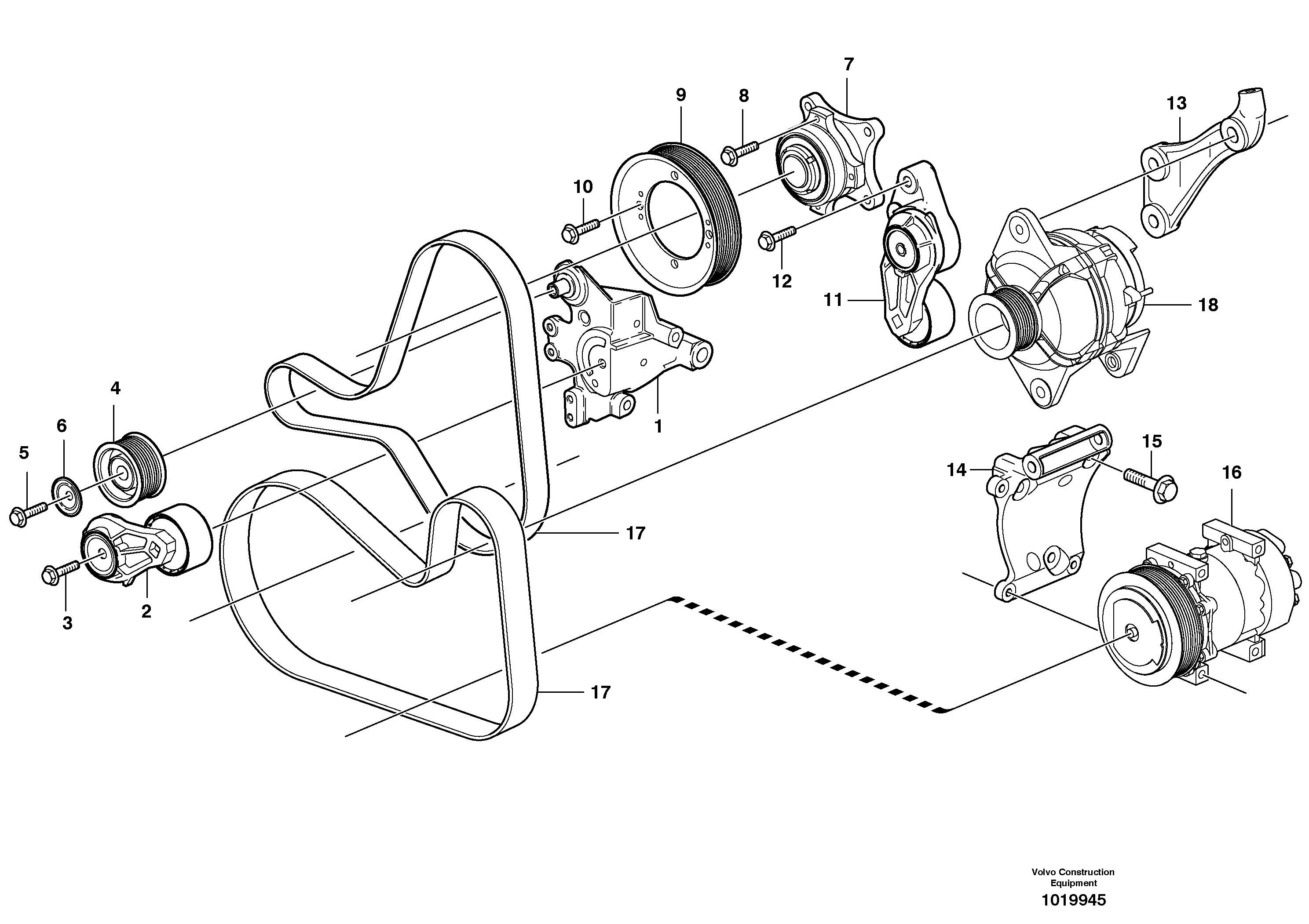 Схема запчастей Volvo G900 MODELS S/N 39300 - - 10693 Belt transmission - D9 