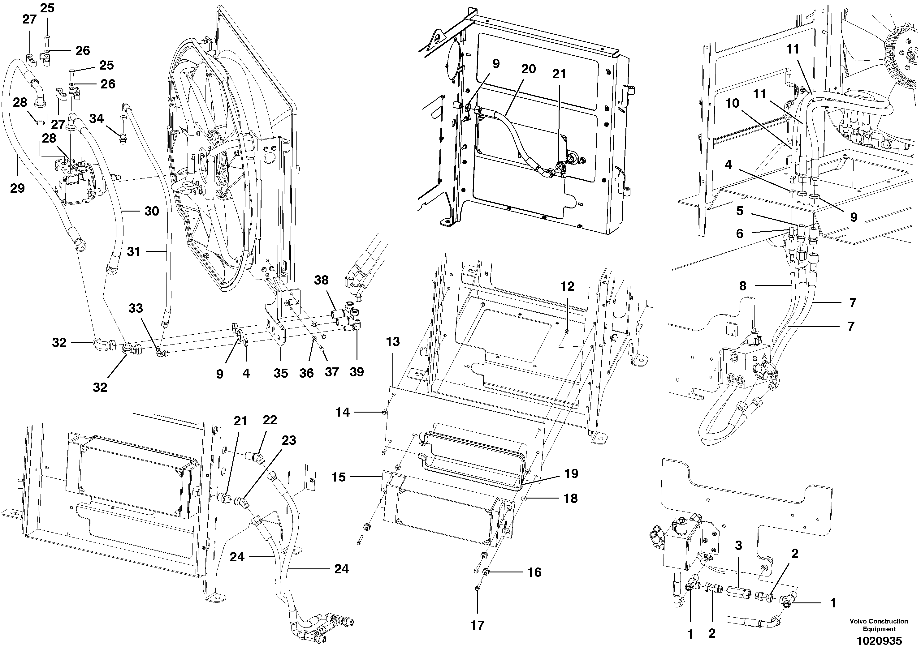 Схема запчастей Volvo G900 MODELS S/N 39300 - - 92417 Fan circuit - rear 