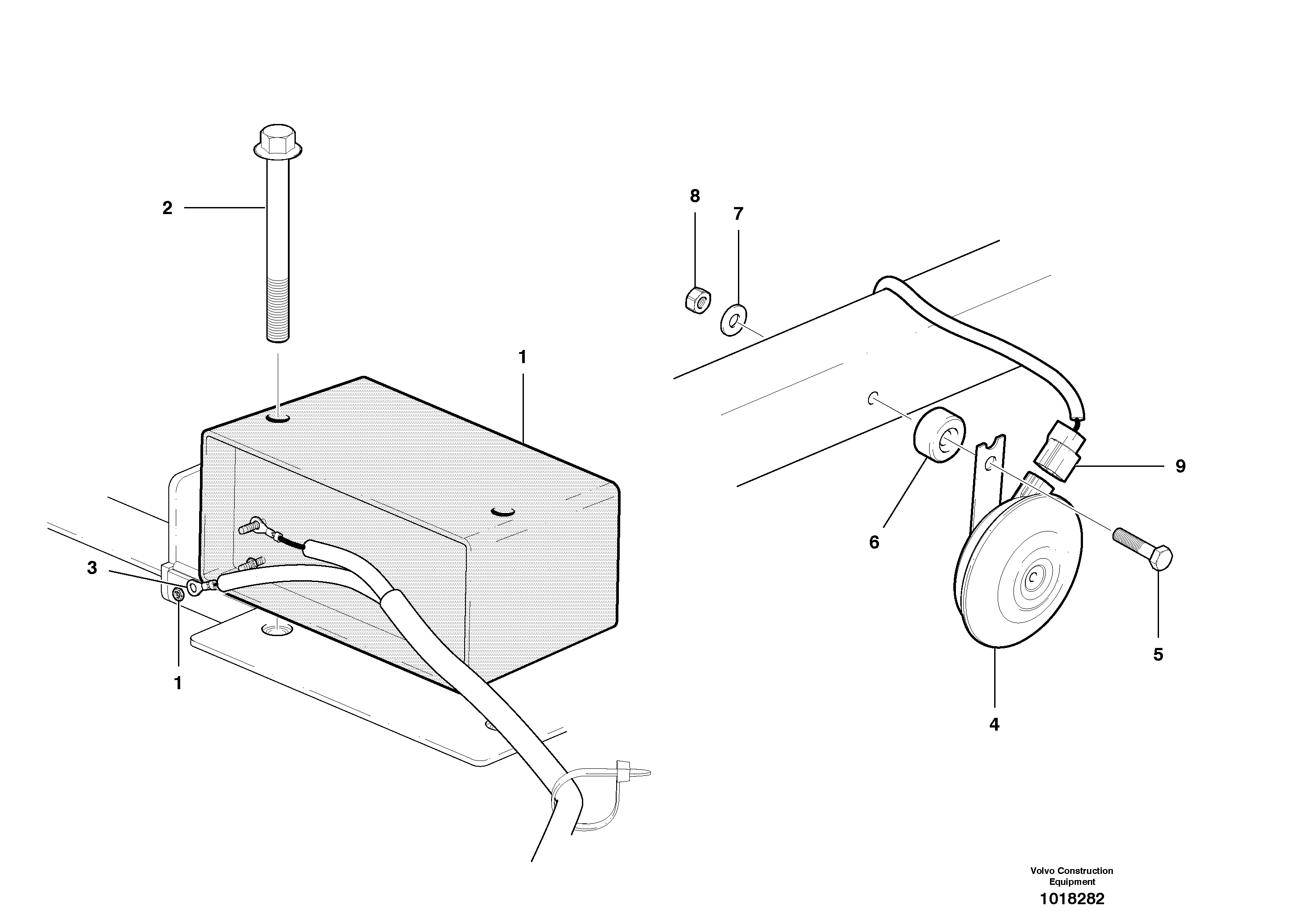 Схема запчастей Volvo G900 MODELS S/N 39300 - - 31198 Horn and back-up warning