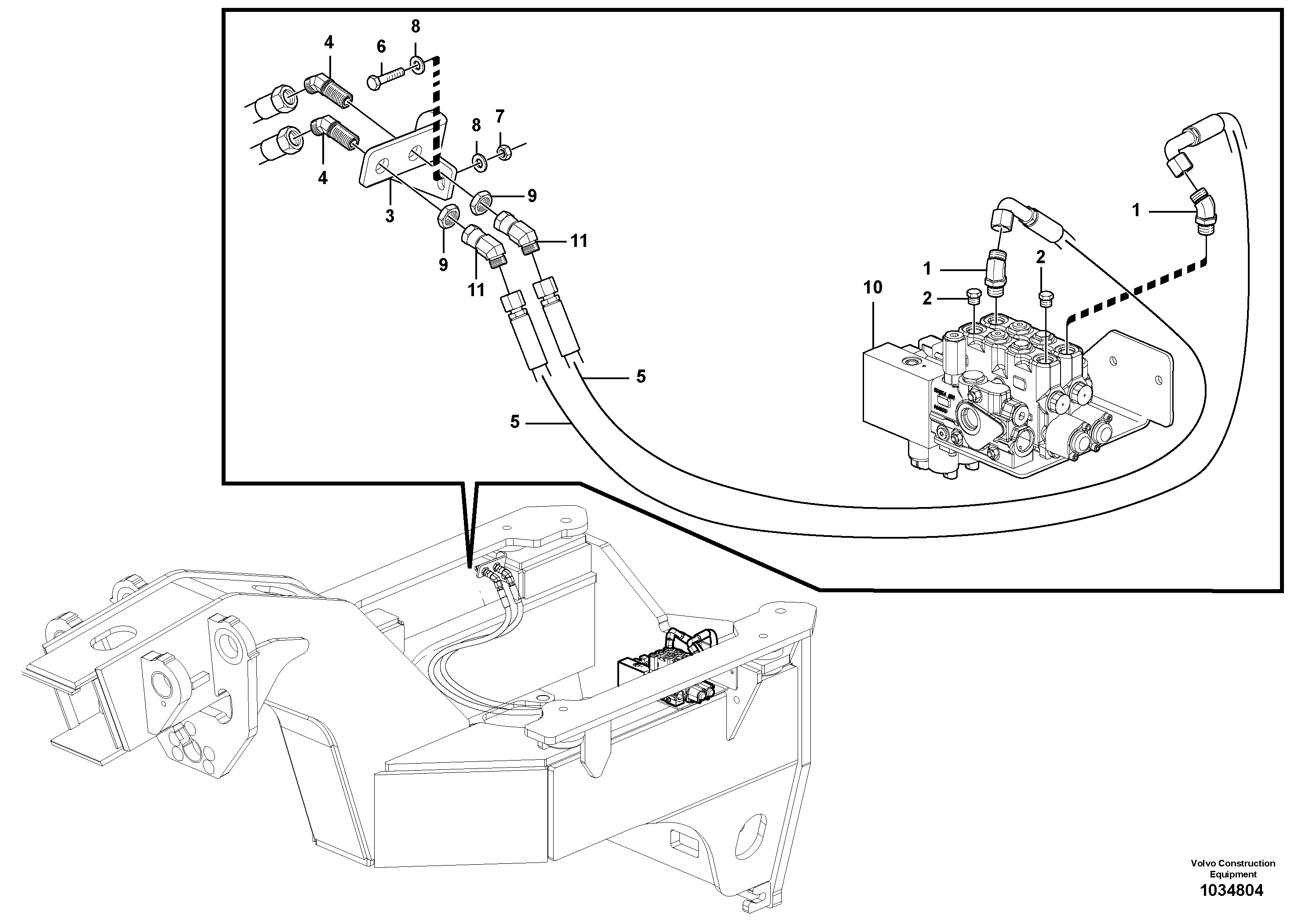 Схема запчастей Volvo G900 MODELS S/N 39300 - - 104643 Auxiliary 2 Bank Front Mount Circuit - Valve to Side