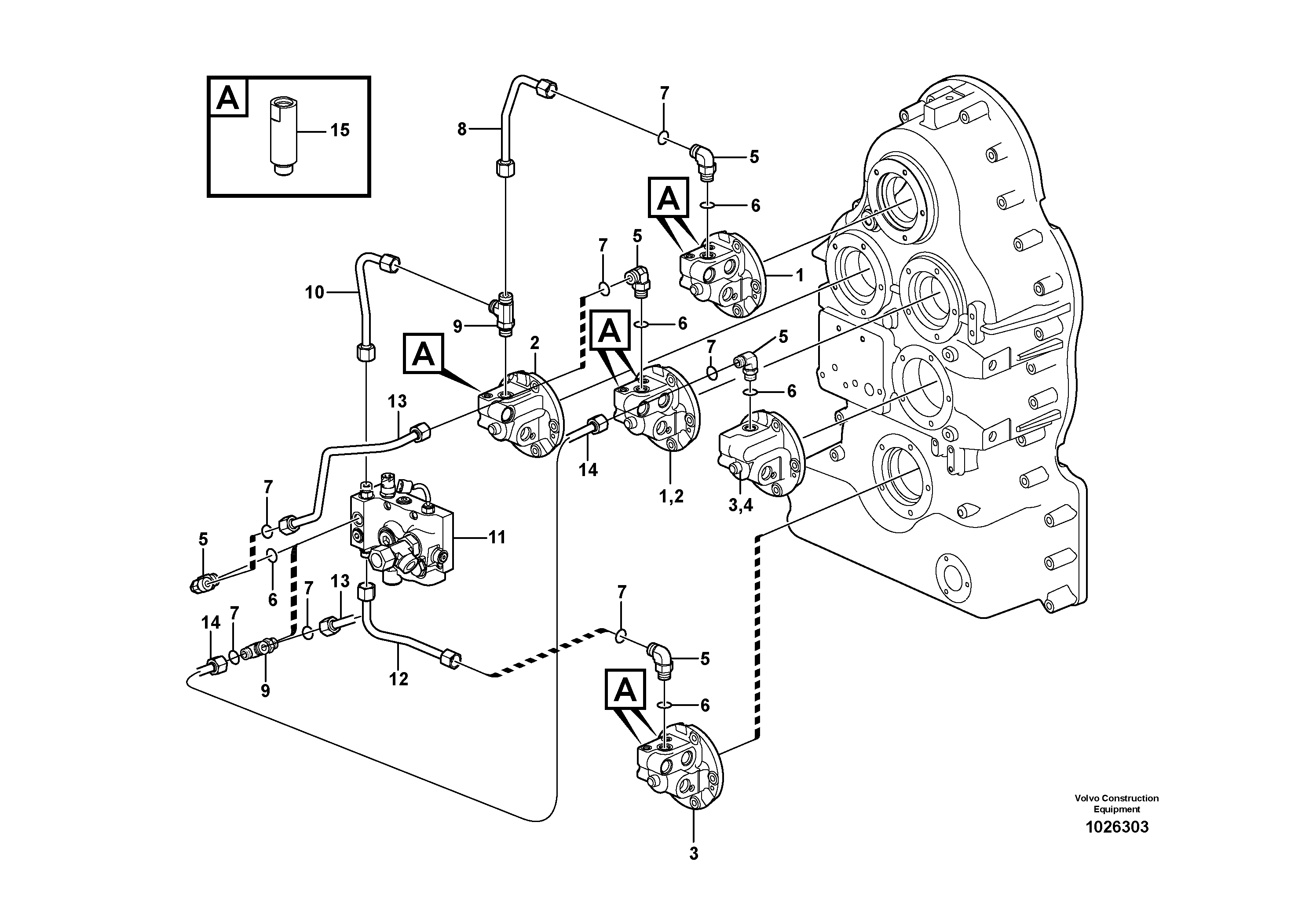 Схема запчастей Volvo G900 MODELS S/N 39300 - - 29800 Oil distributor and tube 