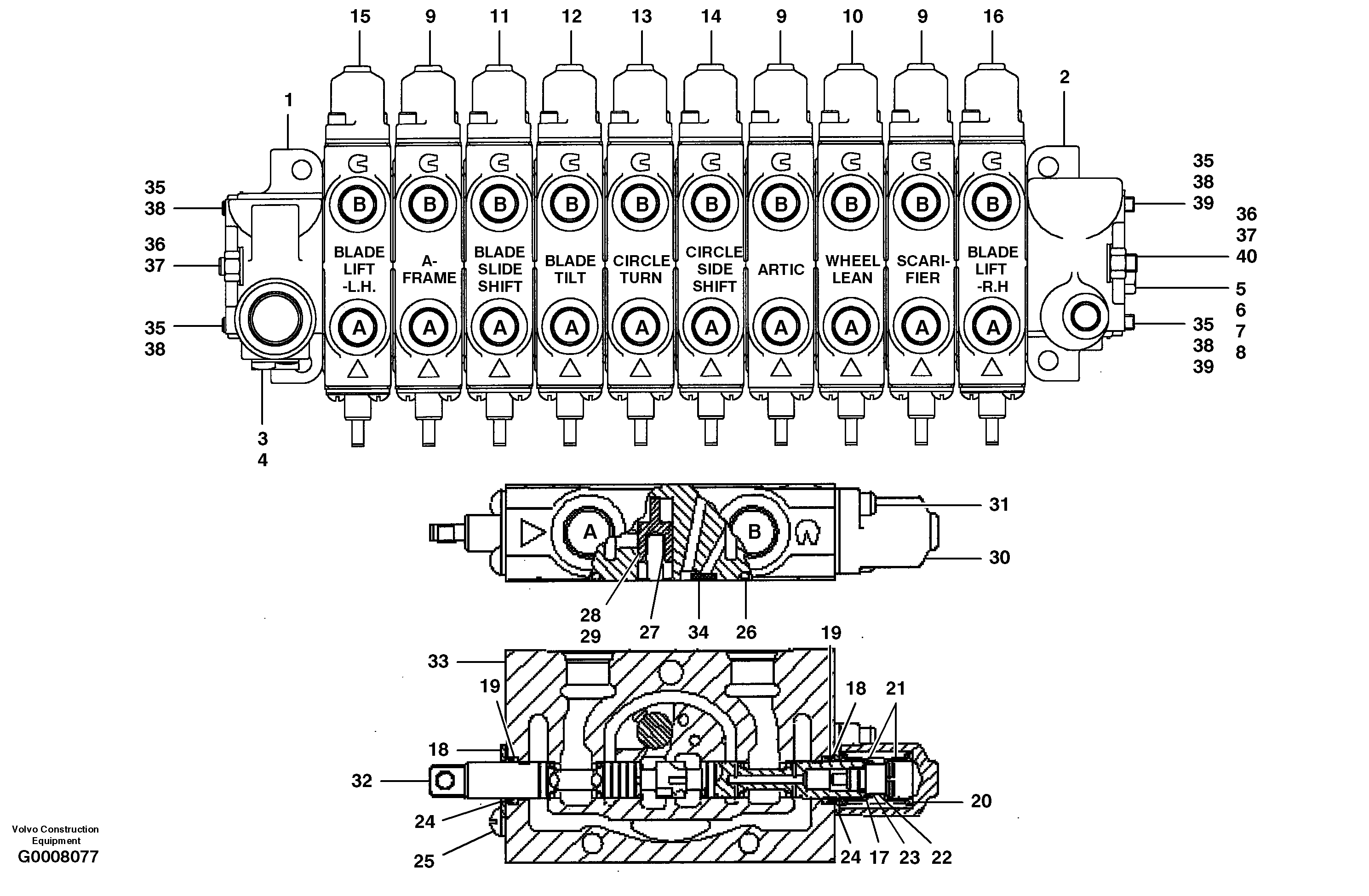 Схема запчастей Volvo G700 MODELS S/N 33000 - - 66174 Manifold valve 