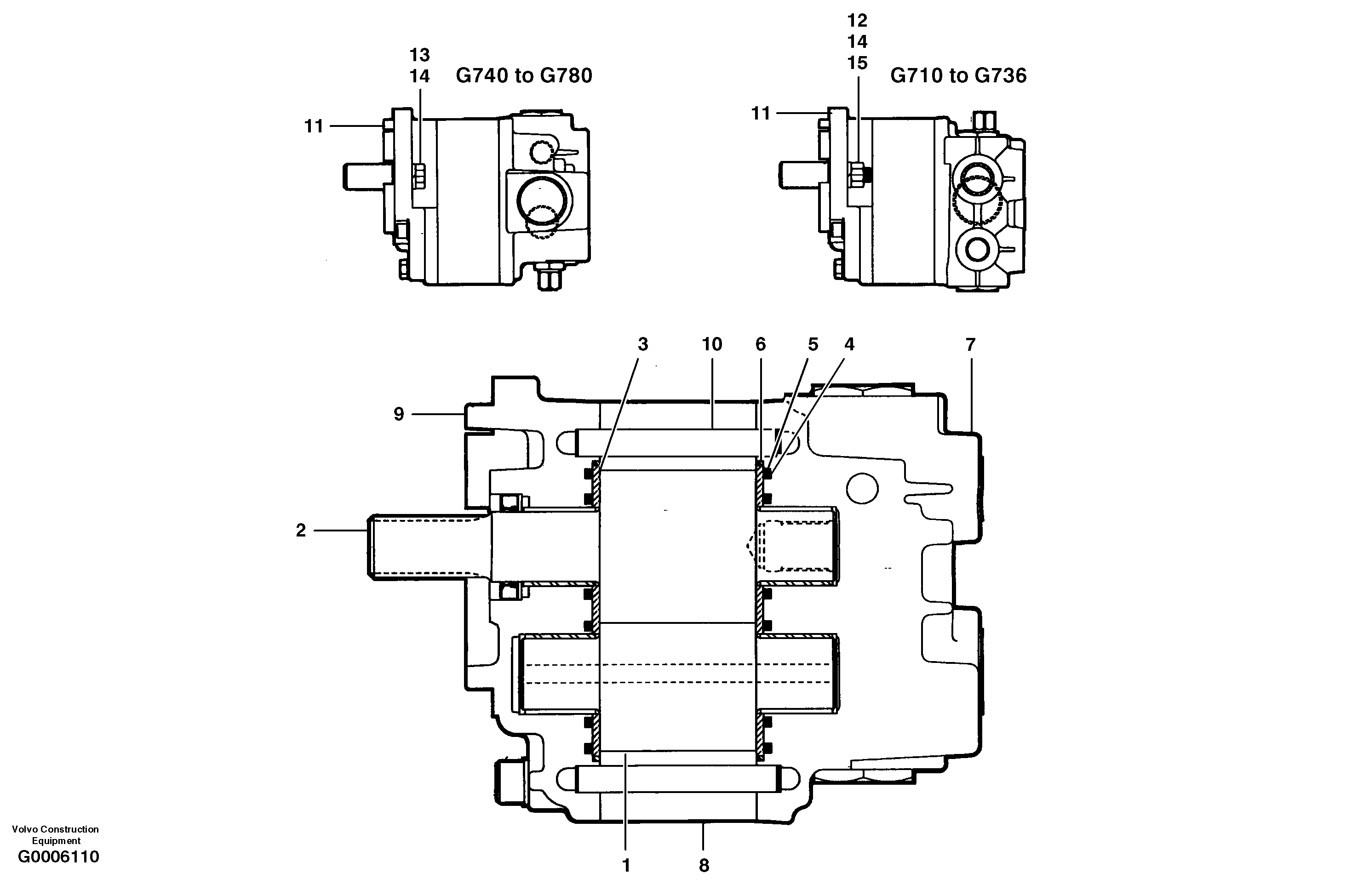 Схема запчастей Volvo G700 MODELS S/N 33000 - - 67258 Transmission hydraulic pump 