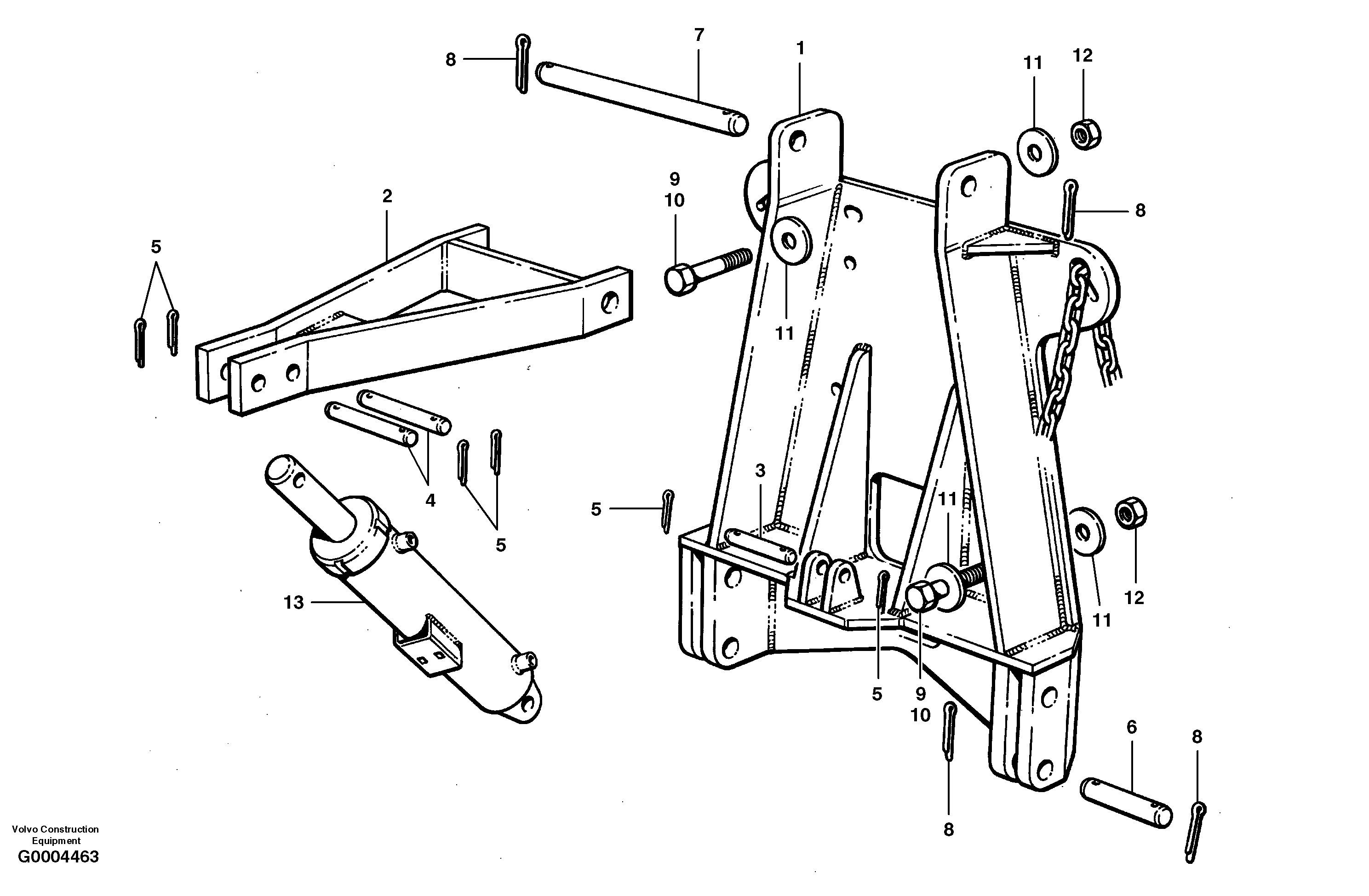 Схема запчастей Volvo G700 MODELS S/N 33000 - - 41818 Attaching frame 