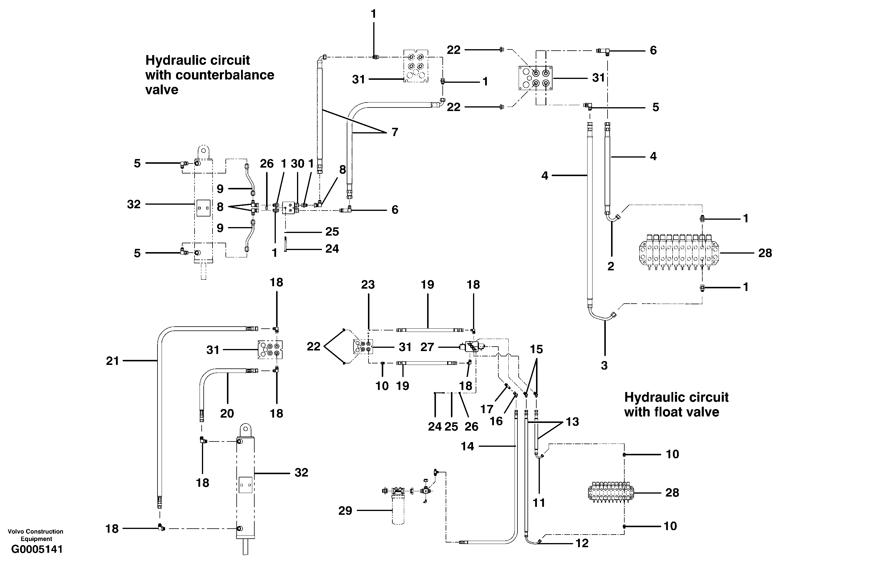 Схема запчастей Volvo G700 MODELS S/N 33000 - - 66074 Scarifer hydraulic circuit 