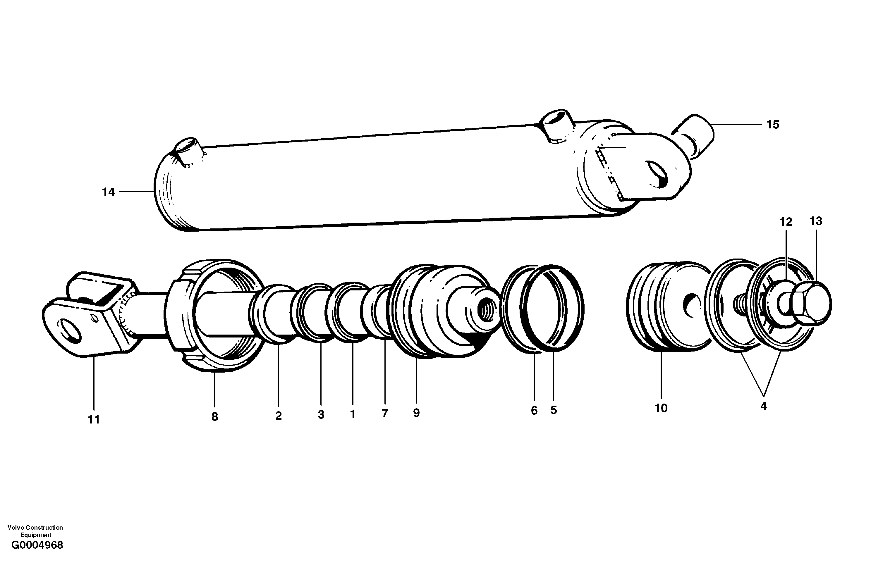 Схема запчастей Volvo G700 MODELS S/N 33000 - - 7750 Ripper cylinder 