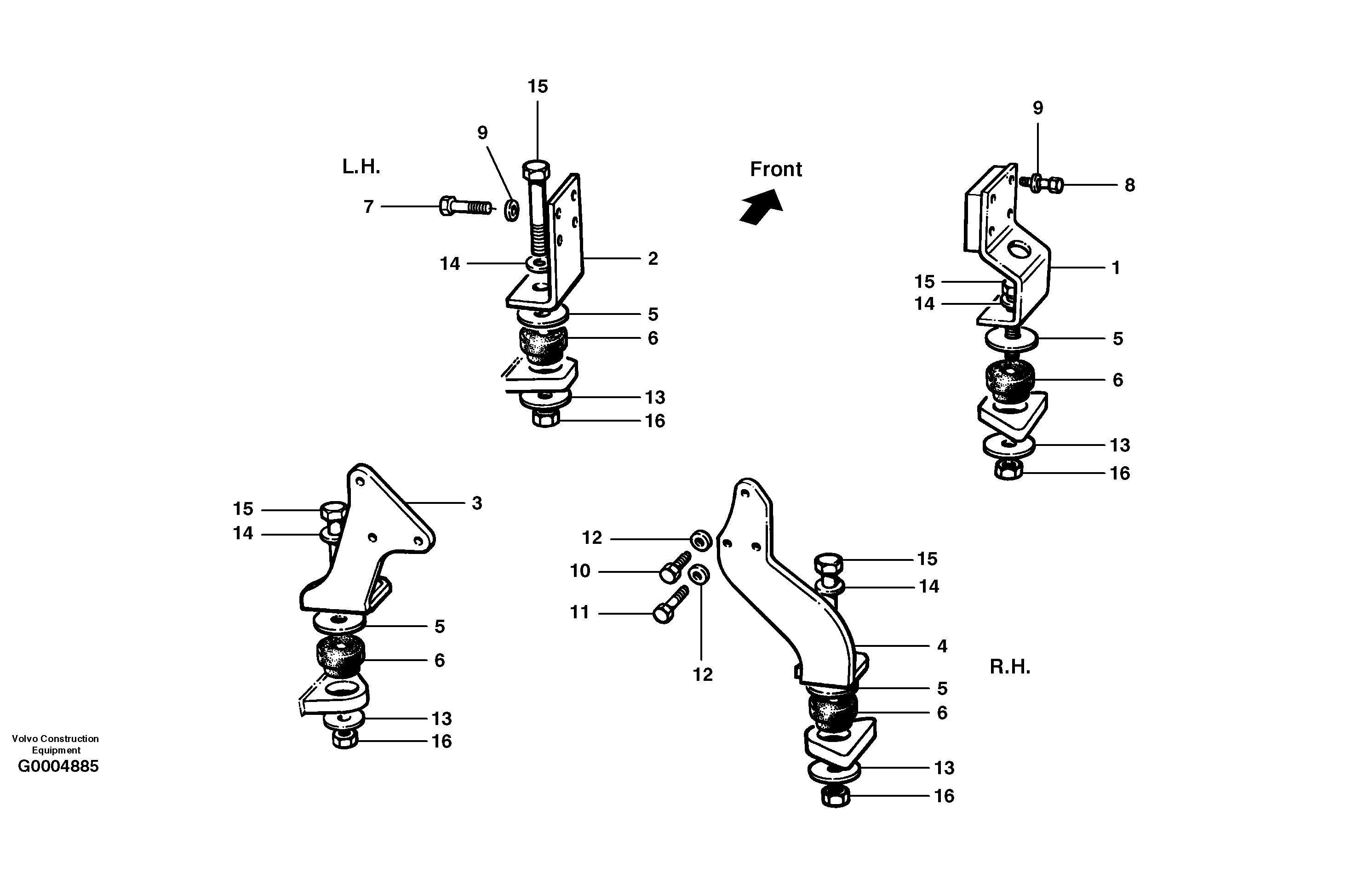 Схема запчастей Volvo G700 MODELS S/N 33000 - - 58390 Engine mounts 