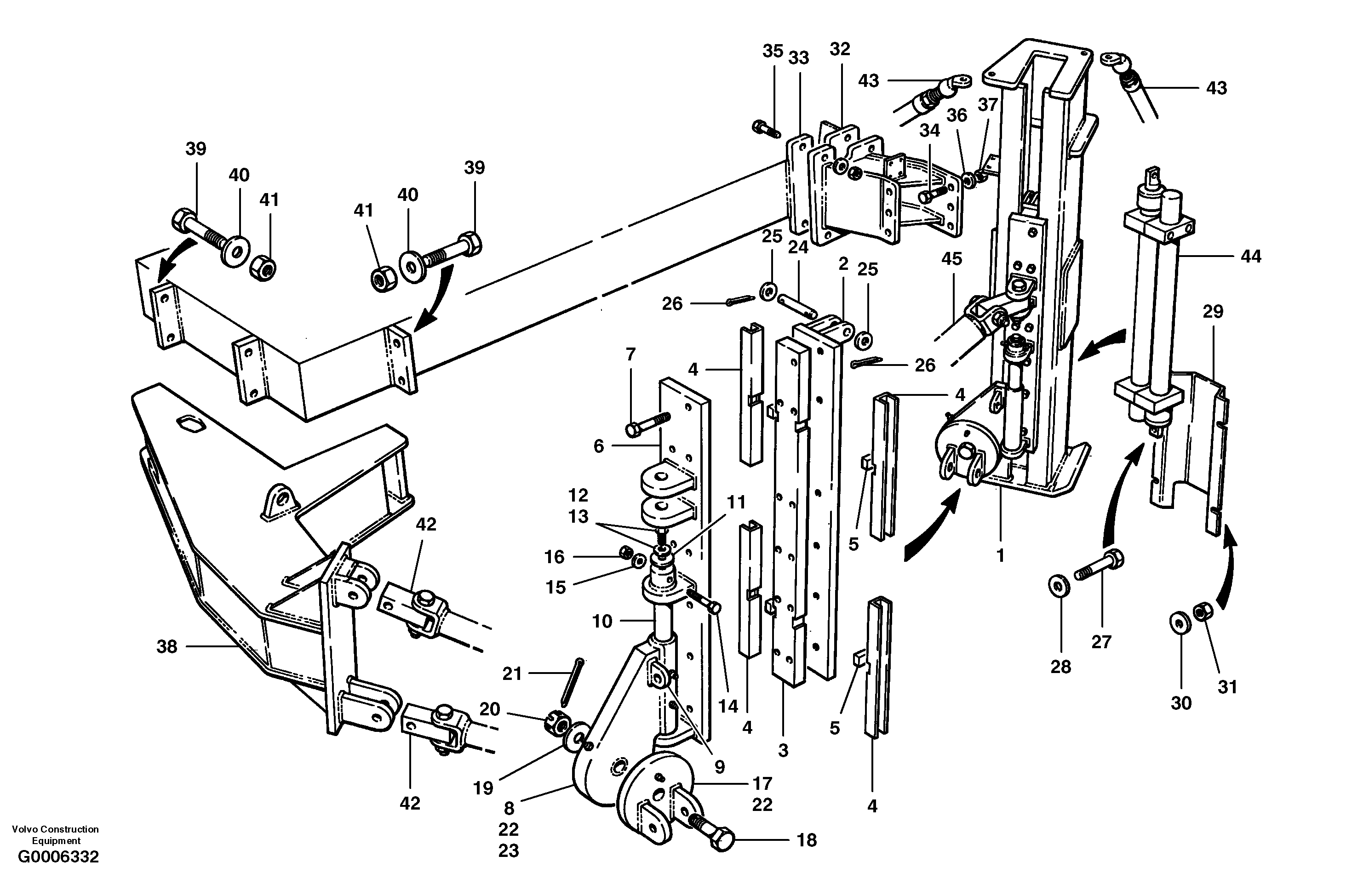 Схема запчастей Volvo G700 MODELS S/N 33000 - - 103948 Lo-bank rear mount wing installation - hydraulic wing 