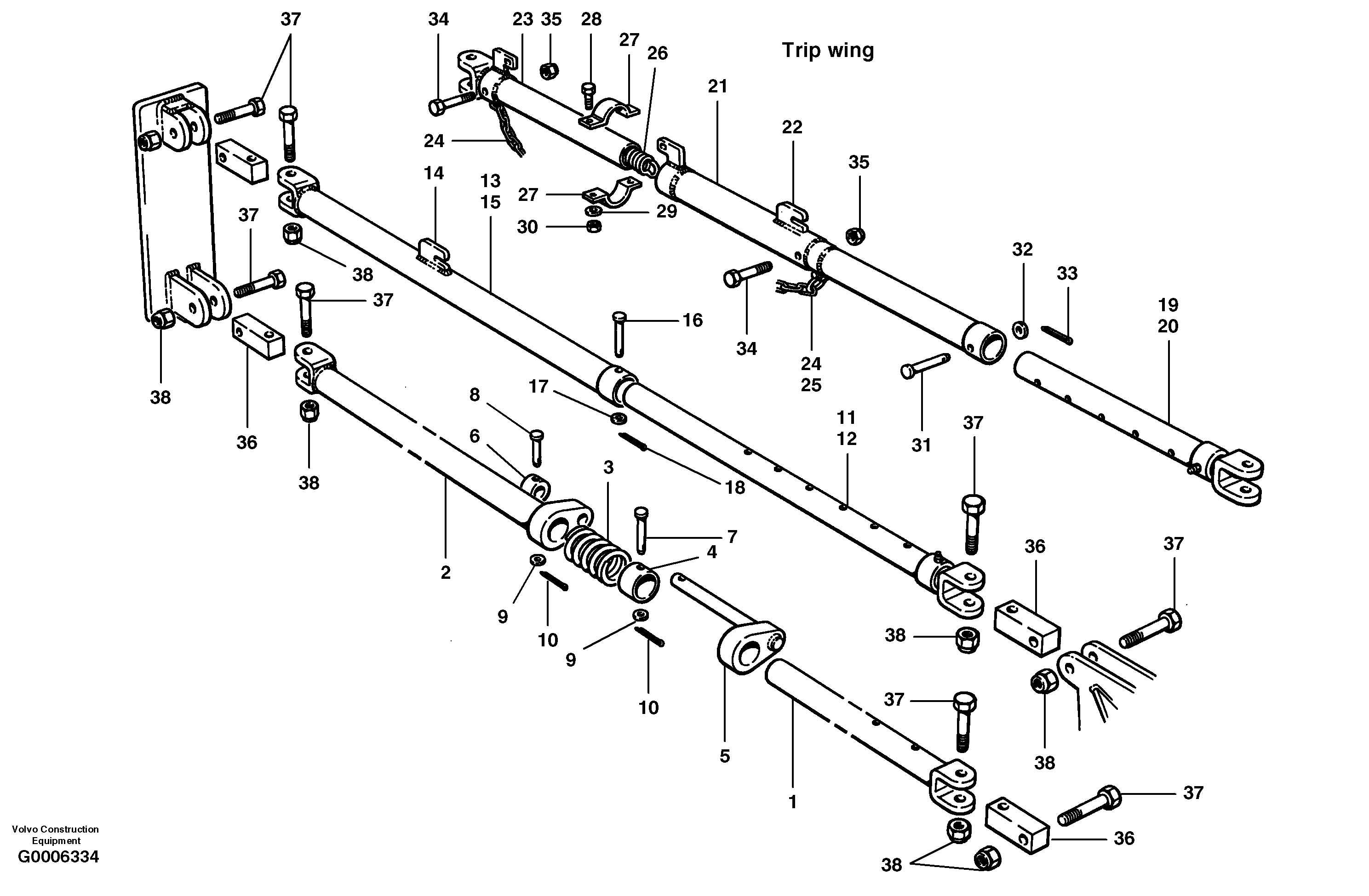 Схема запчастей Volvo G700 MODELS S/N 33000 - - 103951 Wing stand-off arms installation - hydraulic wing 