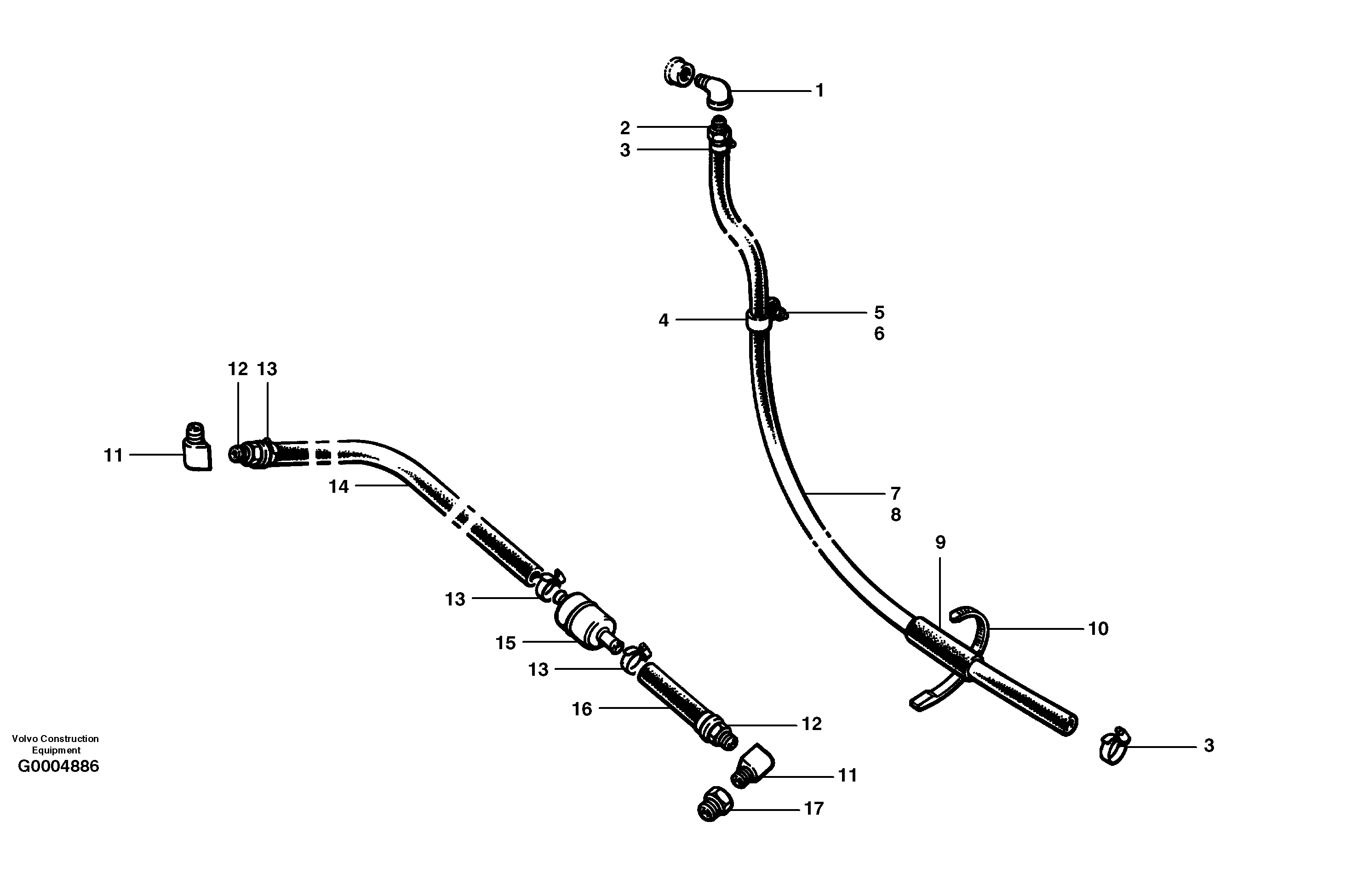 Схема запчастей Volvo G700 MODELS S/N 33000 - - 56039 Fuel circuit 