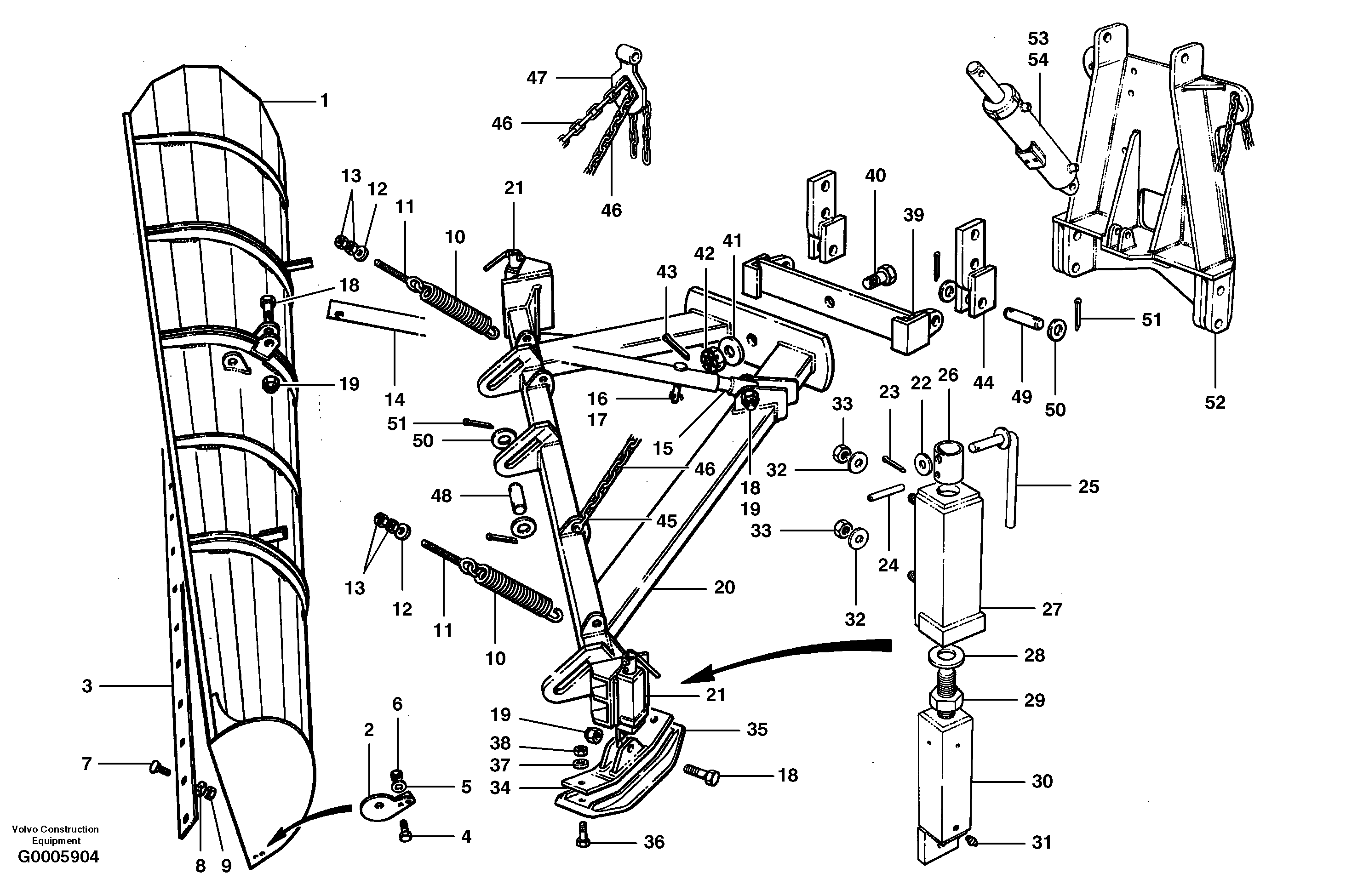 Схема запчастей Volvo G700 MODELS S/N 33000 - - 103967 One-way plow 