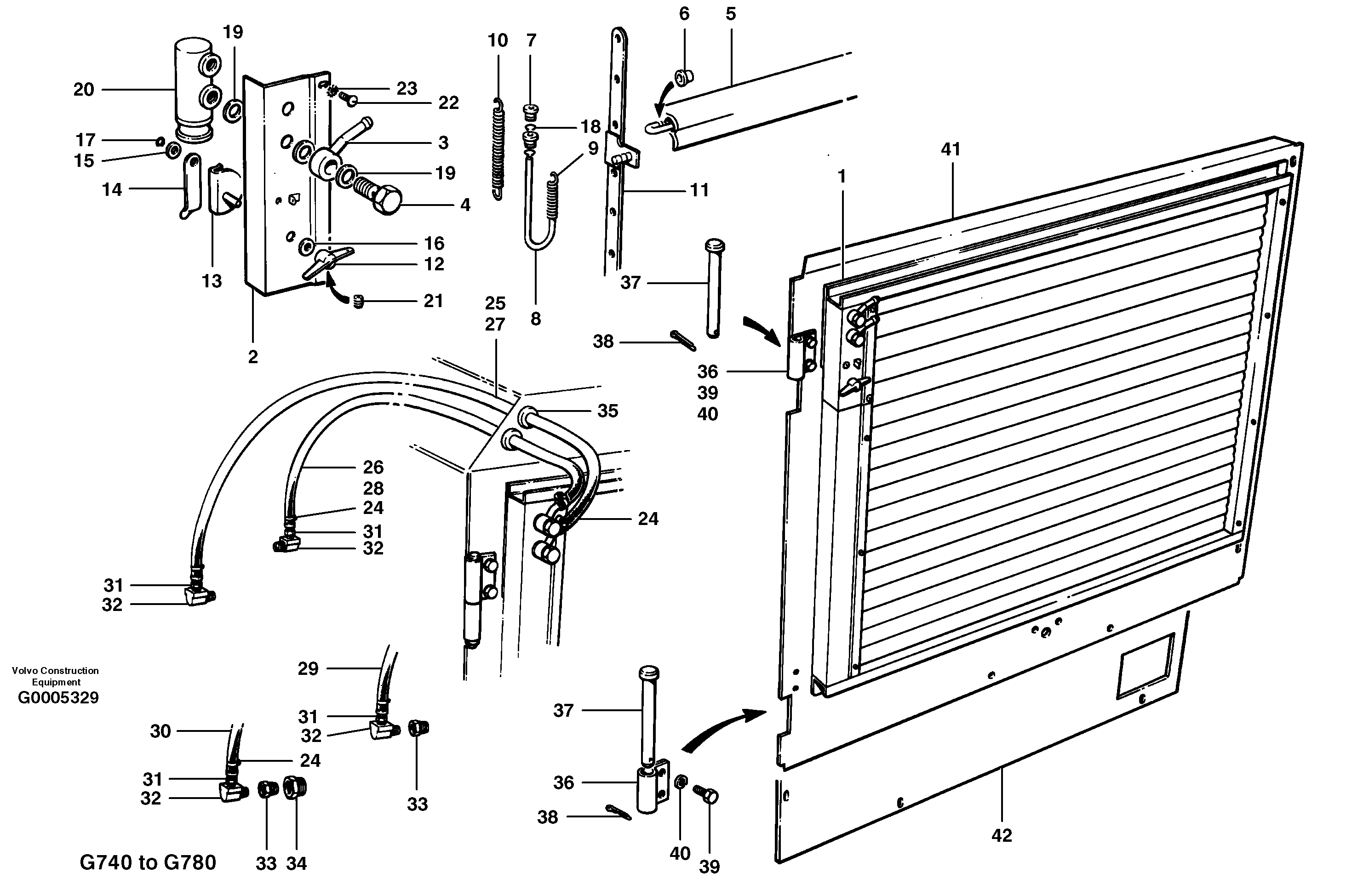 Схема запчастей Volvo G700 MODELS S/N 33000 - - 20183 Radiator shutter 