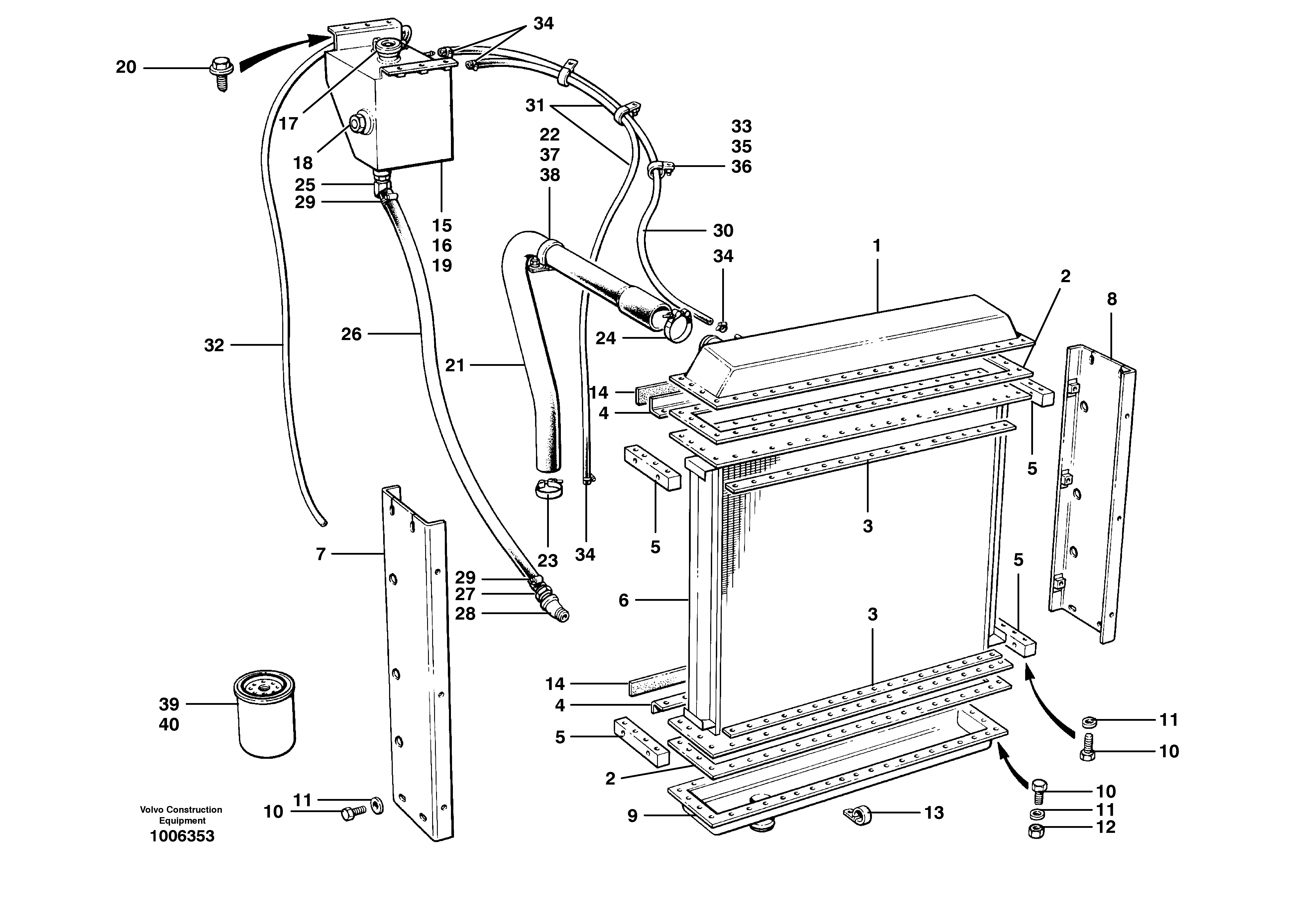 Схема запчастей Volvo G700 MODELS S/N 33000 - - 67593 Radiator installation 