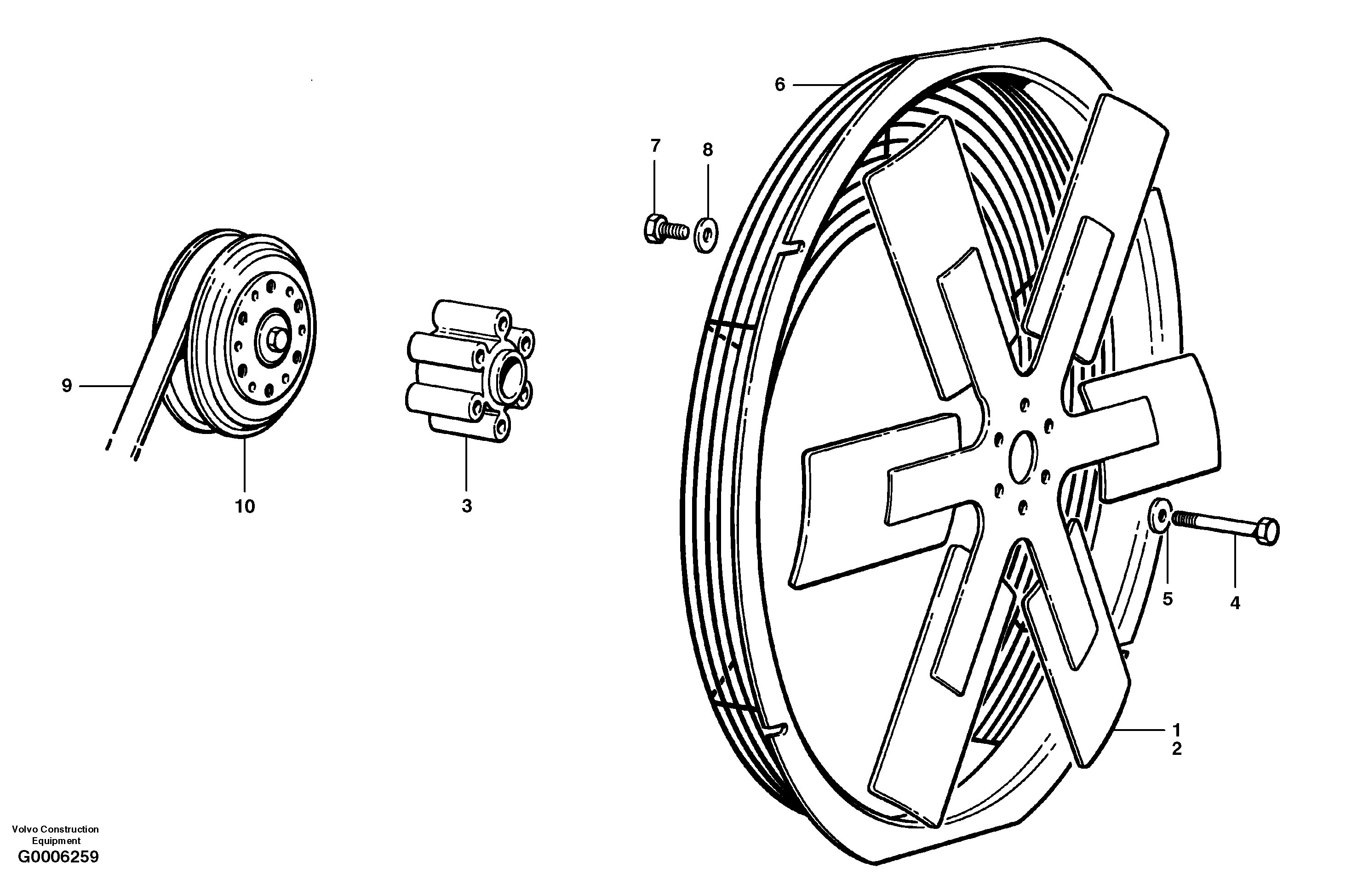 Схема запчастей Volvo G700 MODELS S/N 33000 - - 20187 Fans and fan guard 