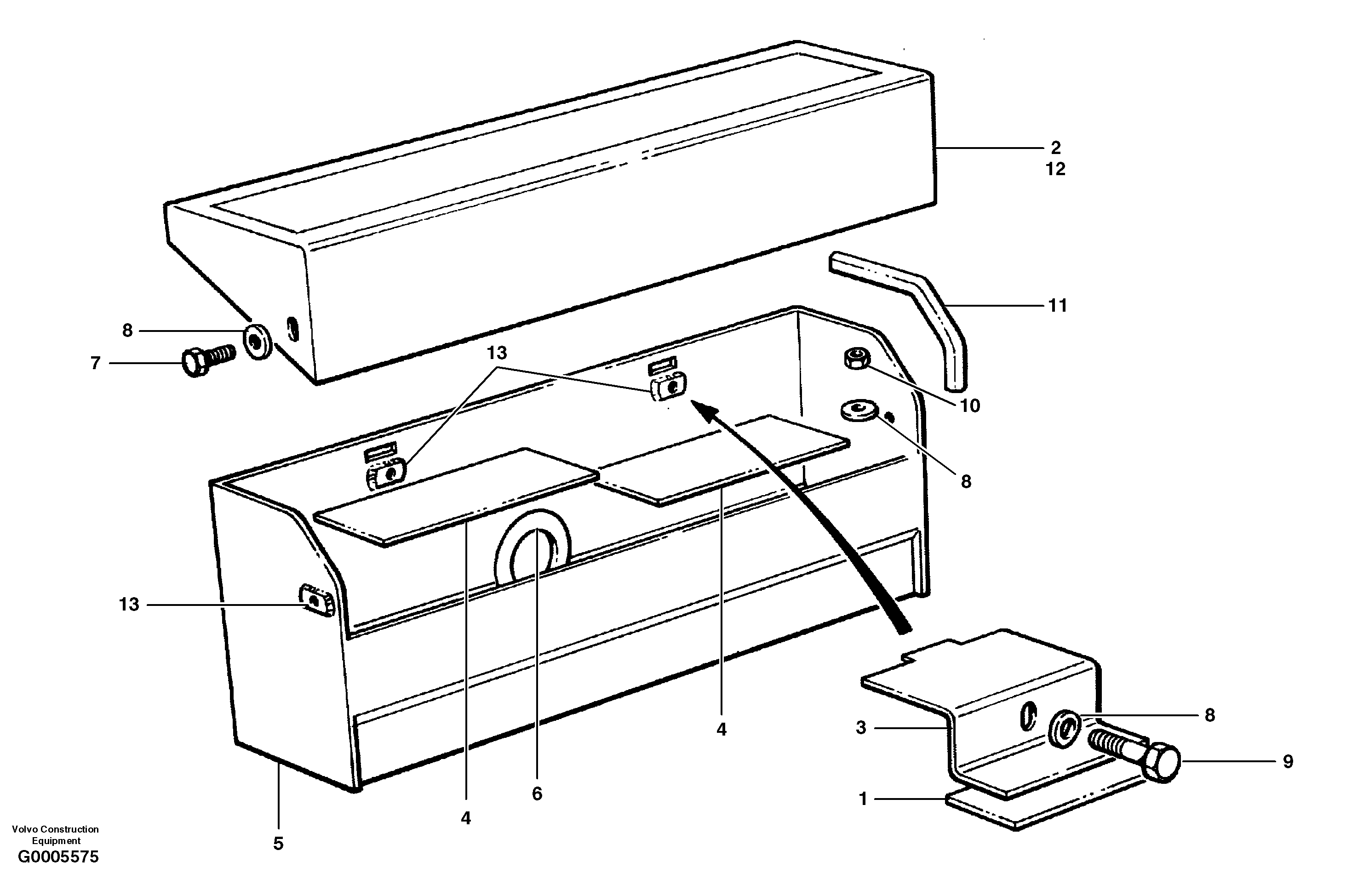 Схема запчастей Volvo G700 MODELS S/N 33000 - - 48599 Battery box 