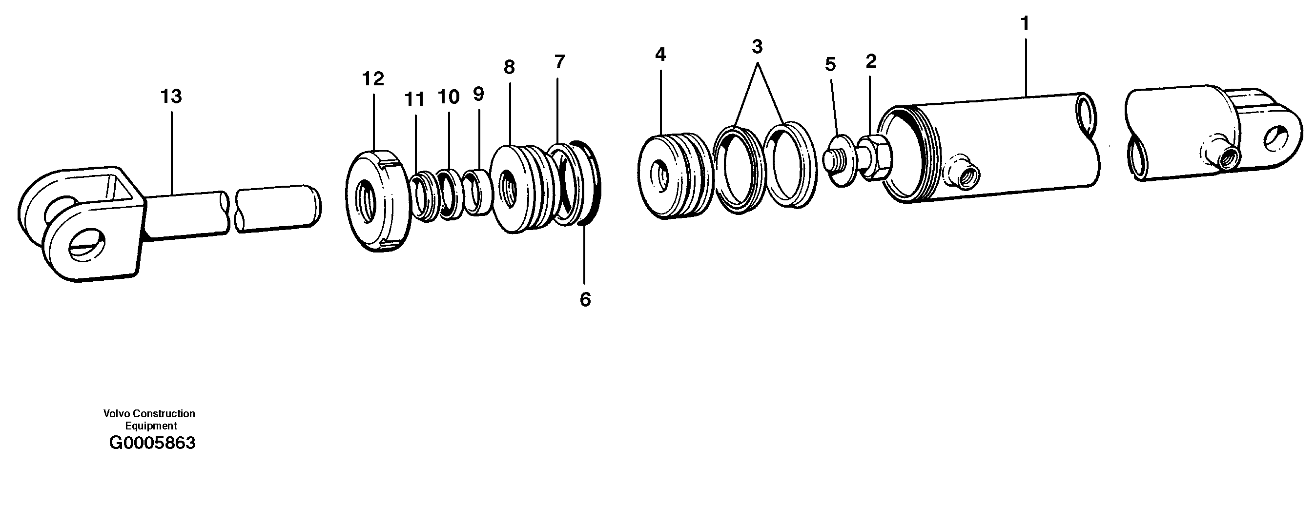 Схема запчастей Volvo G700 MODELS S/N 33000 - - 39058 Blade tilt cylinder 