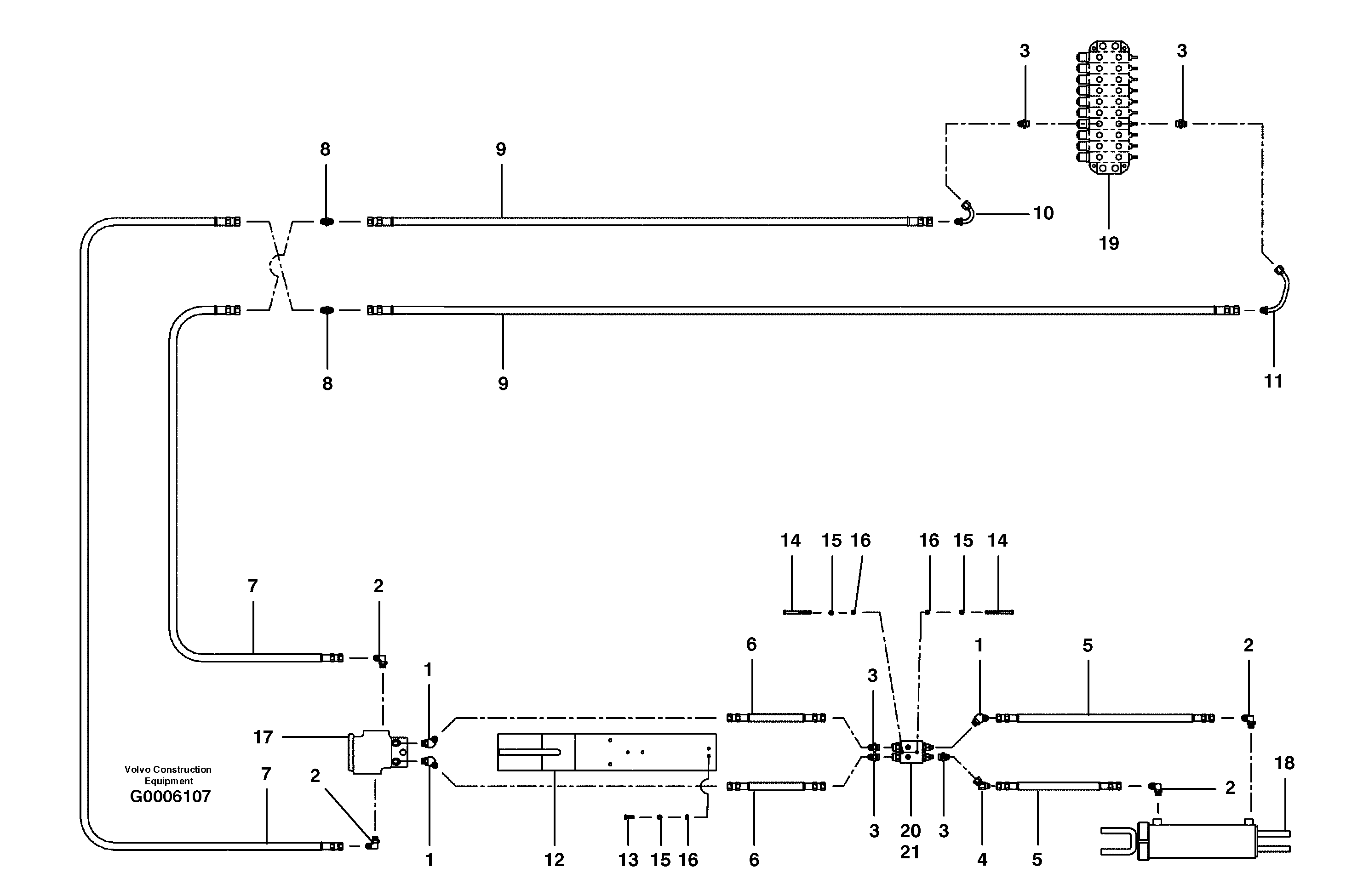 Схема запчастей Volvo G700 MODELS S/N 33000 - - 40523 Blade tilt circuit 